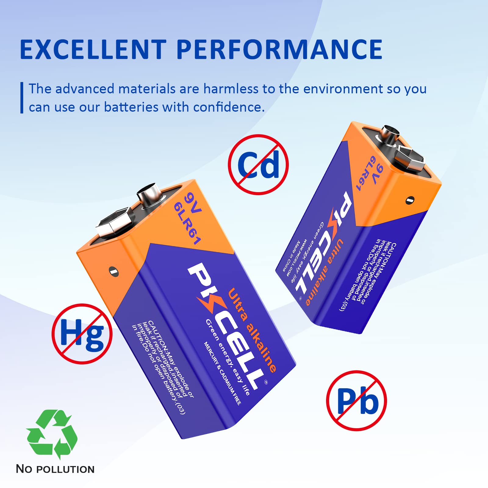 Pilocel 9V Batteries 9V 6Lr61 Battery 9 Volt Battery Alkaline Battery Disposable Batteries For Smoke Detector (4 Counts)