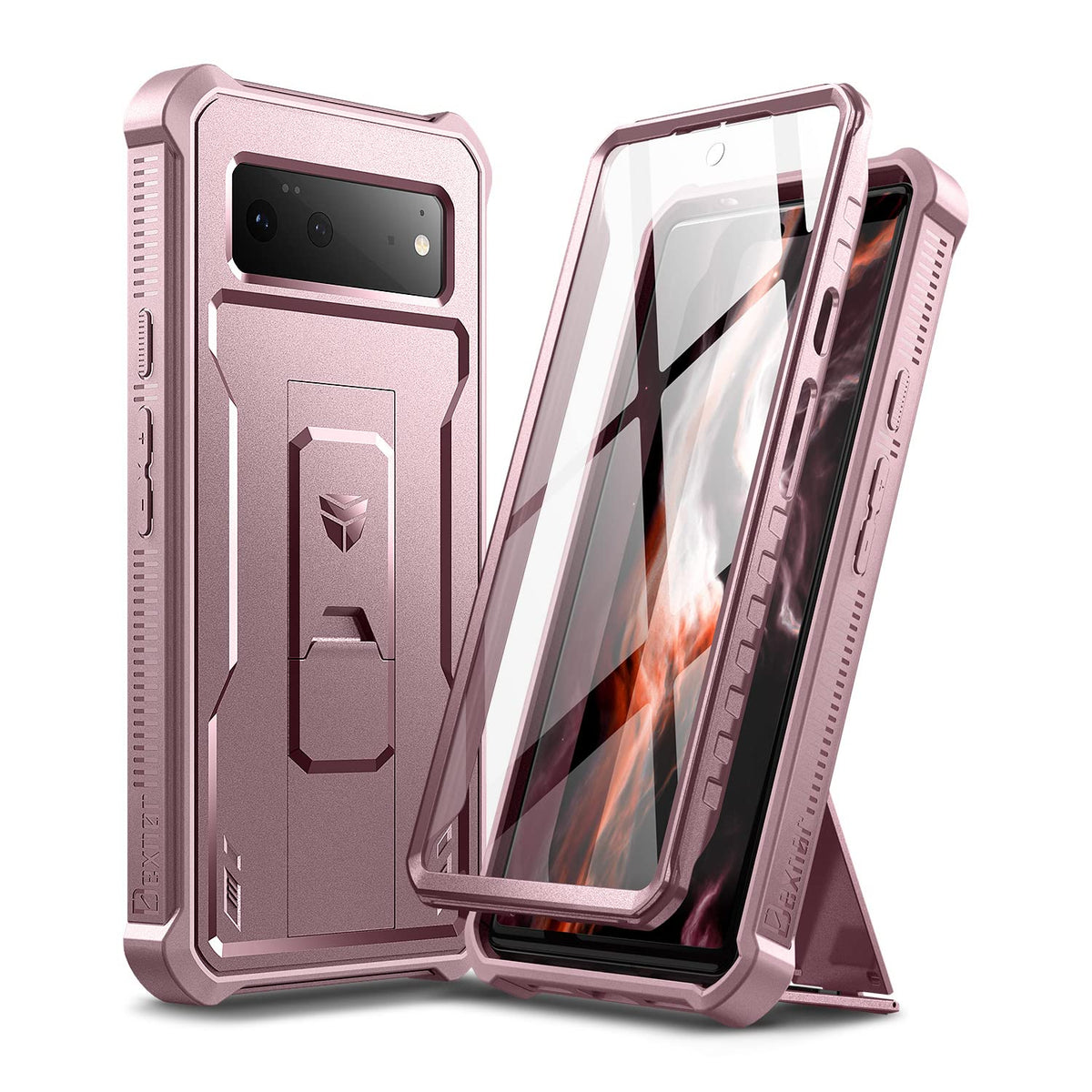 Dexnor For Google Pixel 6 Case, [Built In Screen Protector And Kickstand] Heavy Duty Military Grade Protection Shockproof Protec
