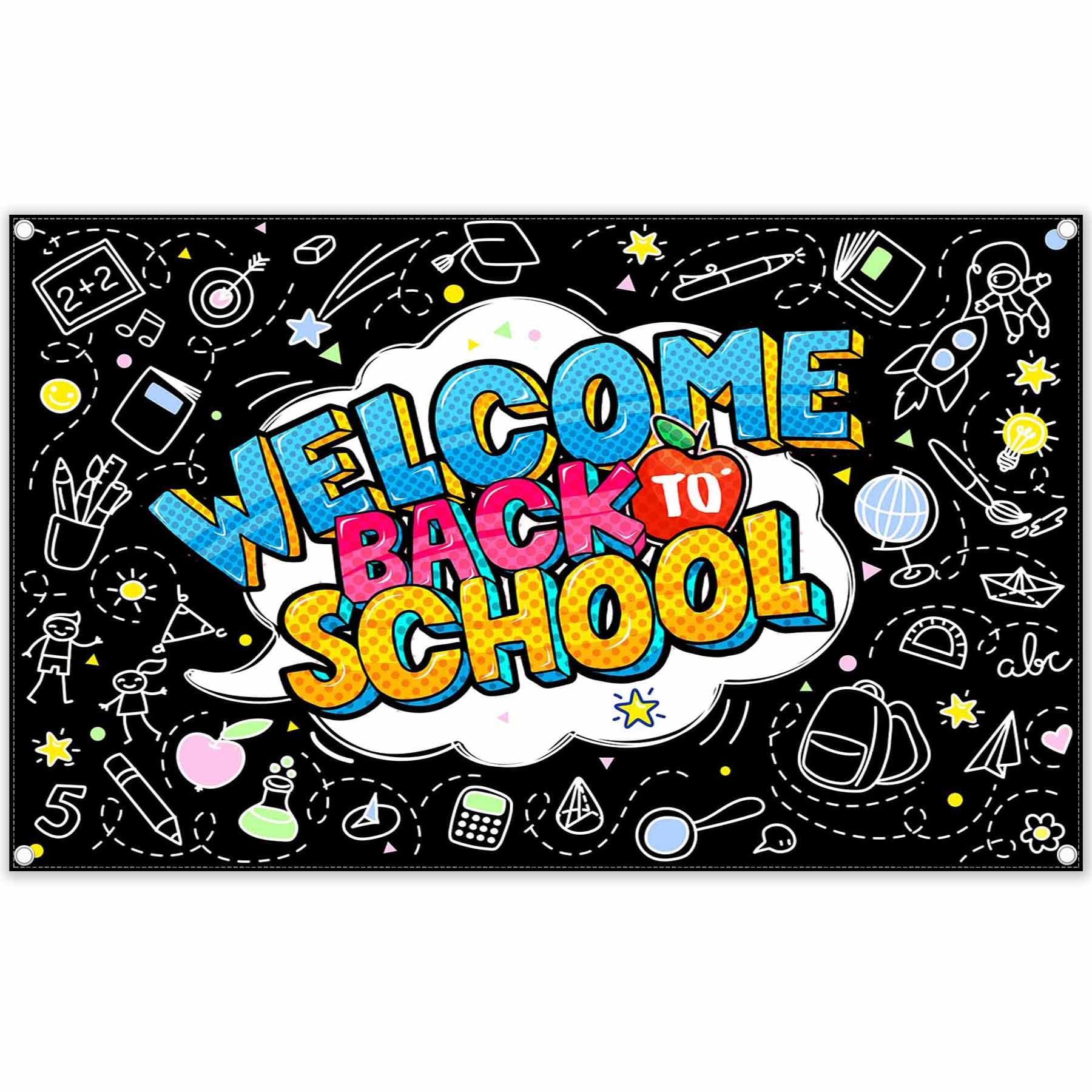 Zthmoe 72X43Inch Welcome Back To School Backdrop First Day Of Kindergarten Black Photography Background Teachers And Students Lu