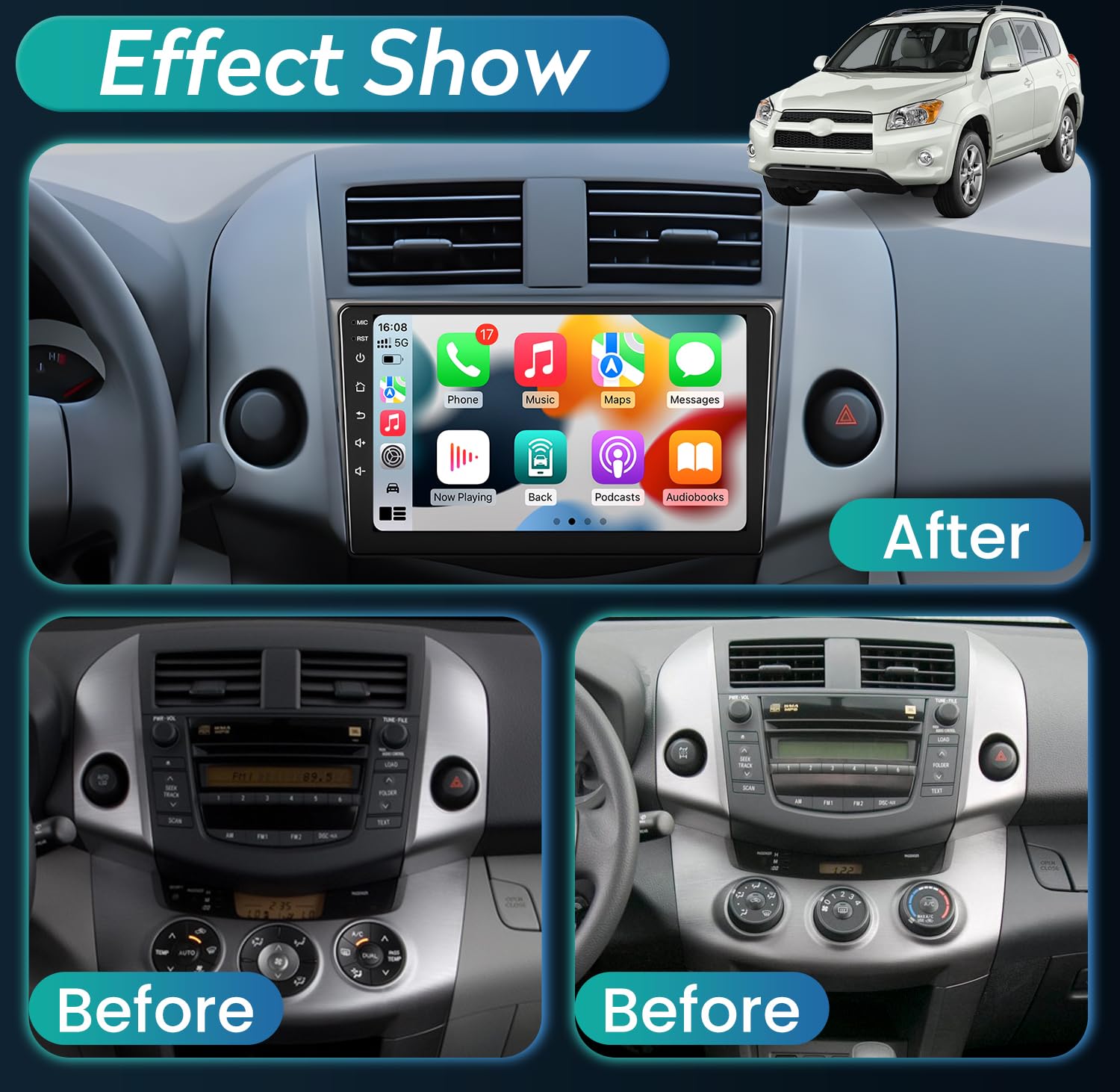 Car Radio For Toyota Rav4 2006 2012   (4Gb+32Gb) Apple Carplay Android Auto Car Stereo Gps Navigation With 1280 * 800 Touchscree