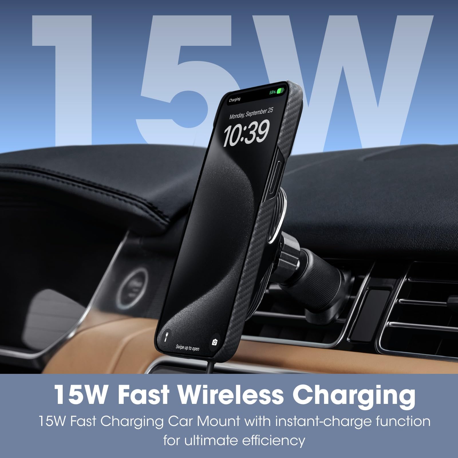 Pitaka For Qi2 Magsafe Car Mount Charger, 15W Magnetic Car Phone Holder For Iphone 16/15/14/13 Series With Nfc Feature, Air Vent