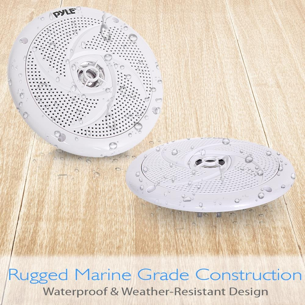 Pyle Marine Speakers - 6.5 Inch 2 Way Waterproof And Weather Resistant Outdoor Audio Stereo Sound System With 240 Watt Power And