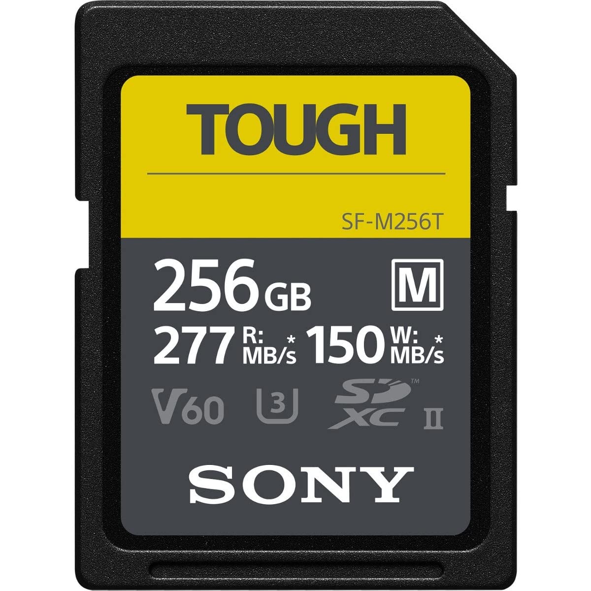 Sony TOUGH M series SDXC UHS II Card 256GB, V60, CL10, U3, Max R277MB/S, W150MB/S (SF M256T/T1), Black