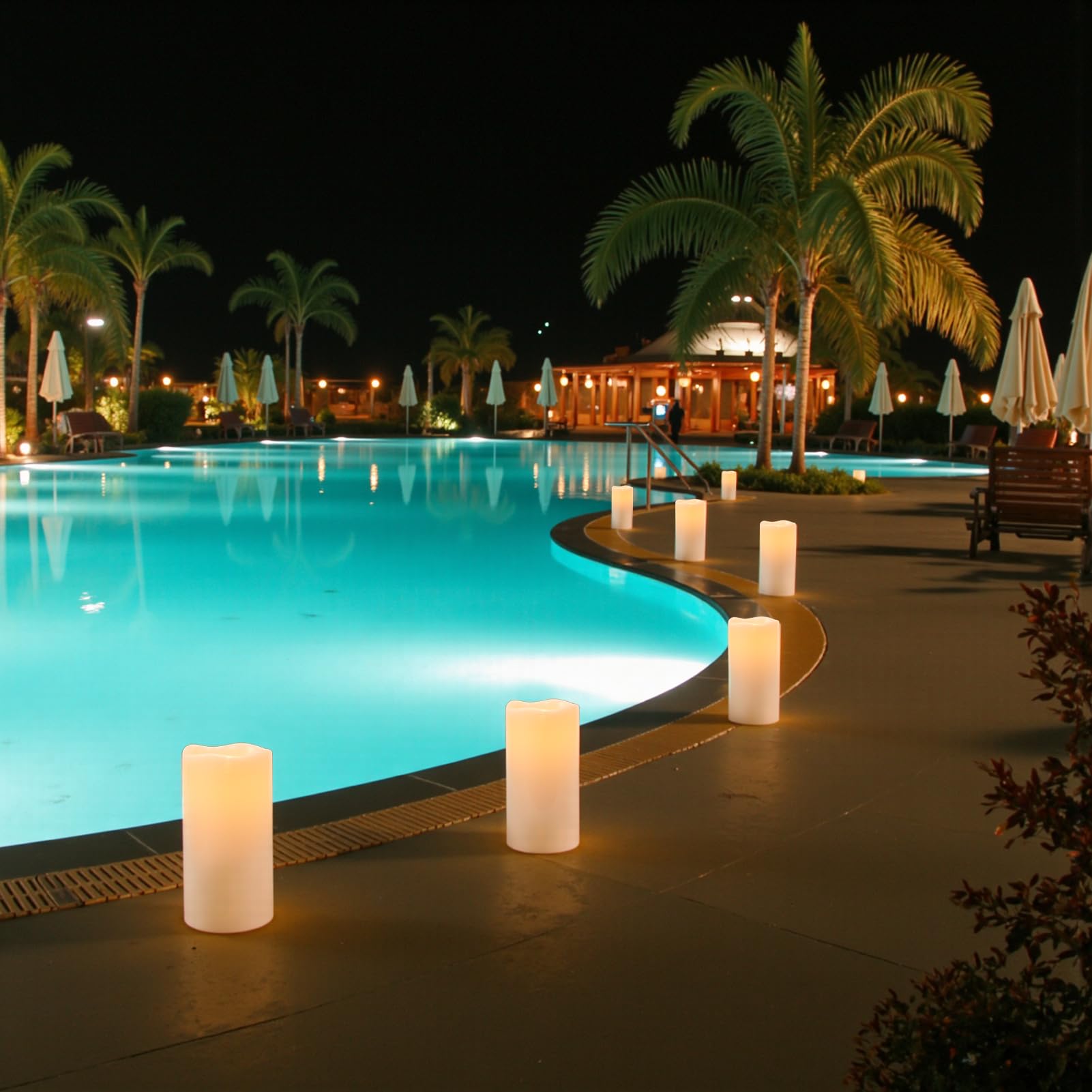 Eldnacele Waterproof Outdoor Flameless Candles With Remote And Timer, Battery Operated White Plastic Led Flickering Large Pillar