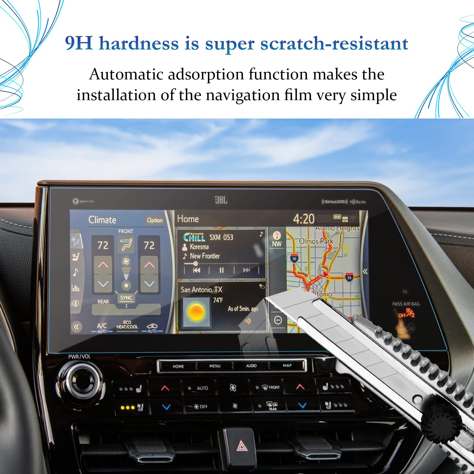 Sktu Screen Protector For 2020 2022 Toyota Highlander Lmited/Platinum/Hybrid Limited/Hybrid Platinum 12.3In 2022 Highlander Accessories Hd Clear