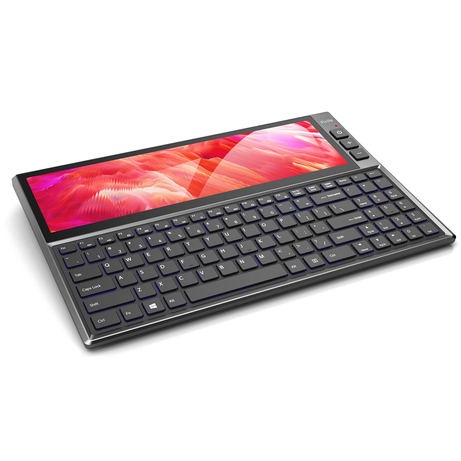 Bqaa Rgb Keyboard, Built In 12.6 Inches Touchscreen Monitor, Ultra Slim Aluminum Compact 98 Keys Computer Split Screen Keyboard 