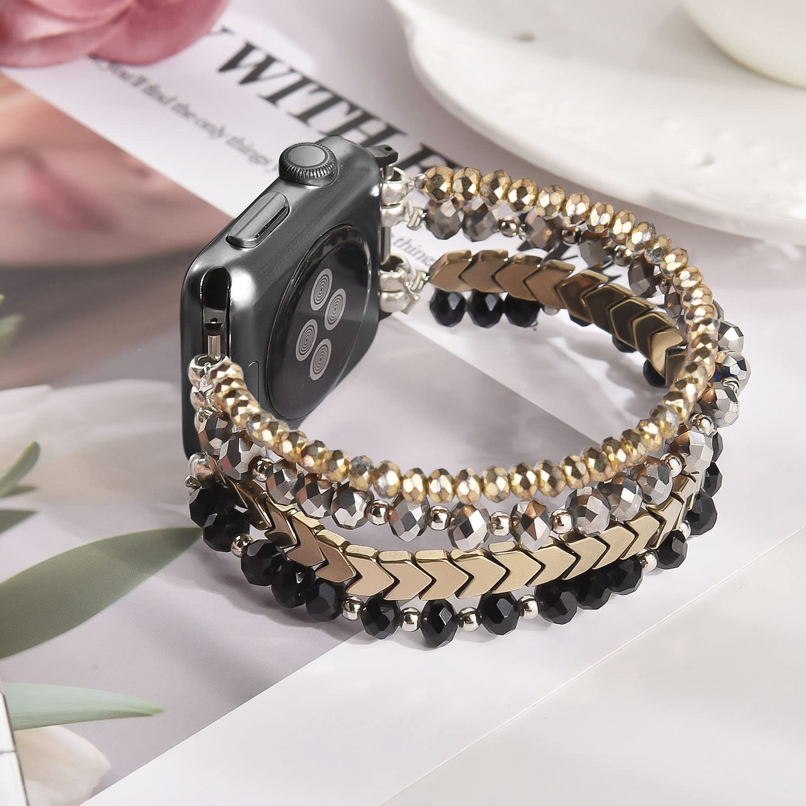 Mofree Beaded Bracelet Compatible With Apple Watch Band 38Mm/40Mm/41Mm/42Mm(Series 10) 9/8/7/Se/6/5/4/3/2/1 Women Fashion Handma