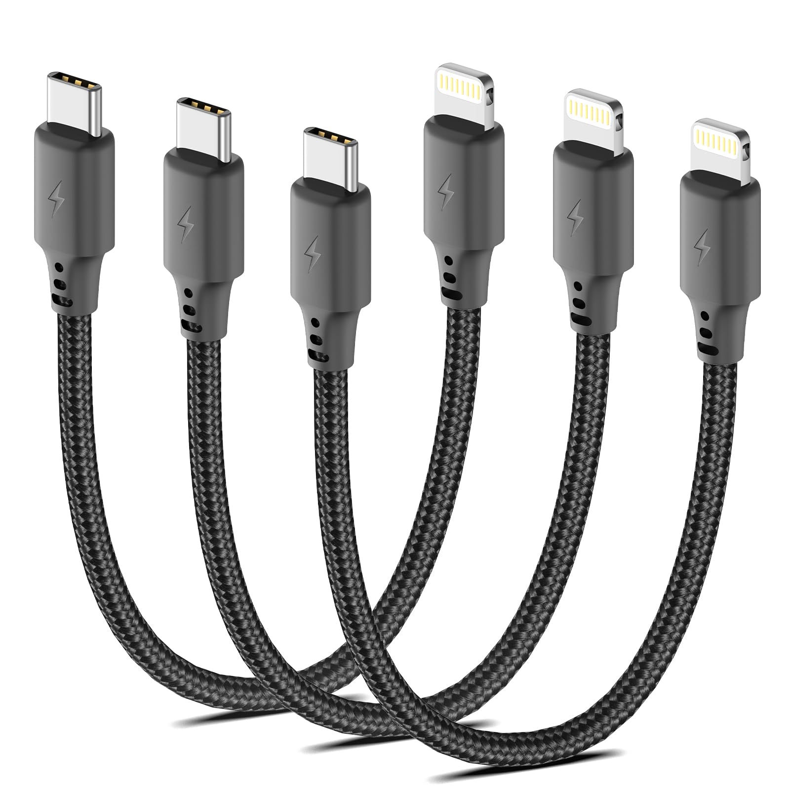 6 Inch Short Usb C To Lightning Cable, 3Pack [Mfi Certified] Braided Type C To Lightning Cable Pd Fast Charging 0.5Ft Usb C Ipho