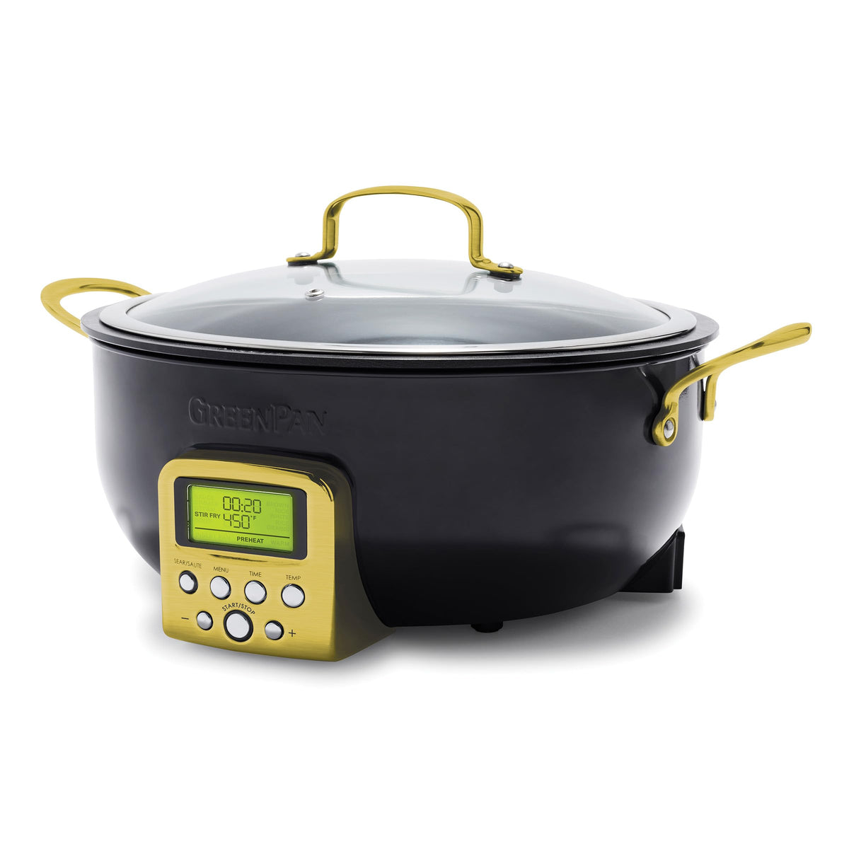 Greenpan Elite Reserve Essential Smart Electric 6Qt Skillet Pot, Presets To Sear Saute Stir Fry And Cook Rice, Healthy Ceramic N