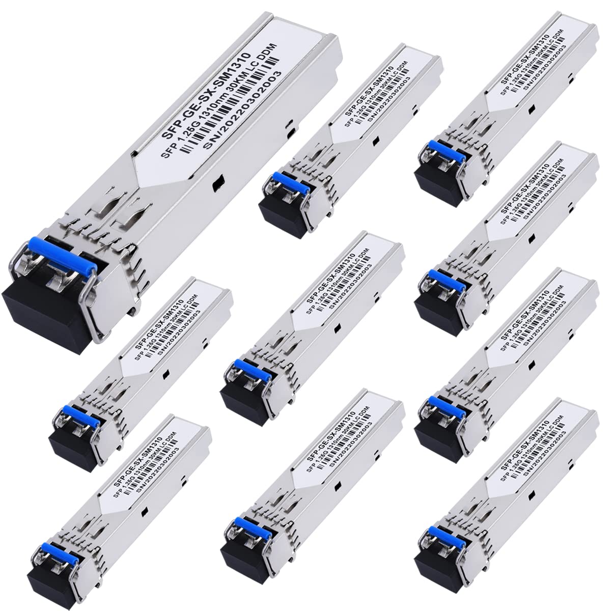 10 Pack 1.25G Sfp Lc Module 1000Base Lx (Smf,1310Nm,20Km,Ddm) Single Mode Transceiver For Cisco Glc Lh Smd,Ubiquiti Unifi,Meraki