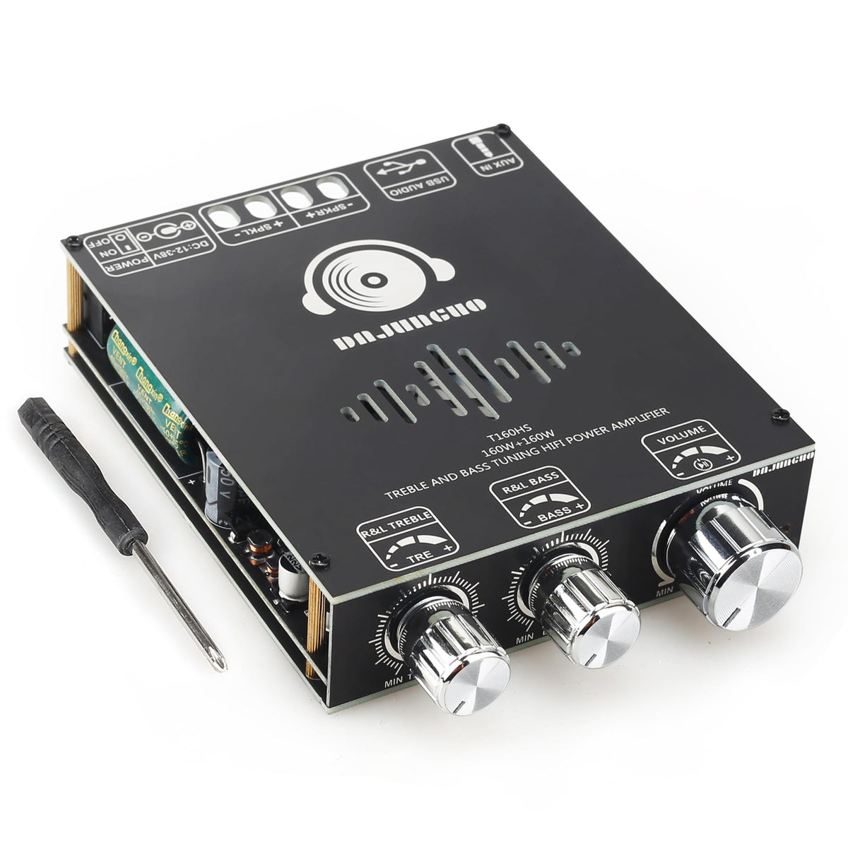 160W+160W Amplifier Board With Treble And Bass Control, Dc 12 36V, Bt And Aux Inputs, 2.0 Channel Stereo Amp Board For Diy Wirel