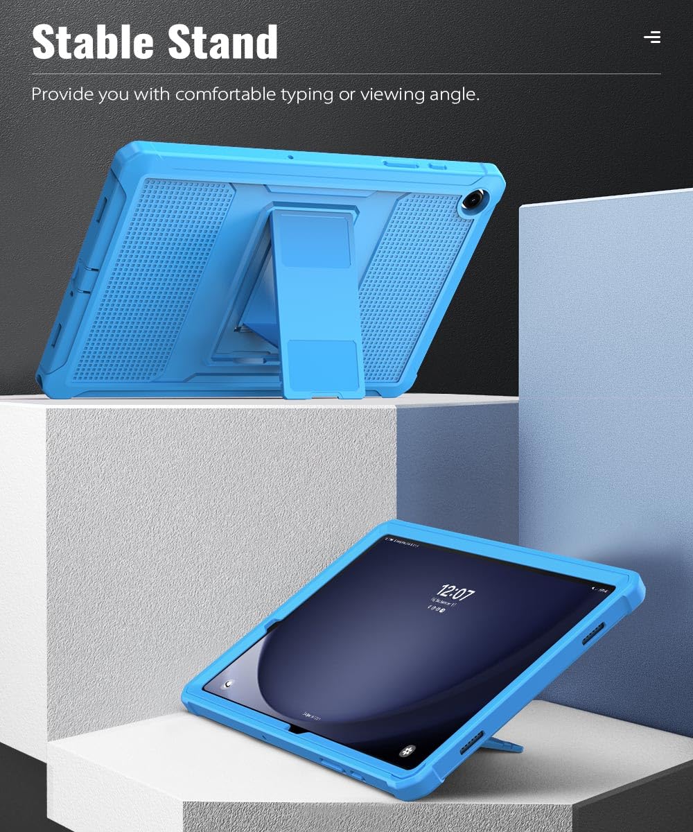 MoKo Case Fit Galaxy Tab A9 Plus 11 Inch 2023 (SM X210/X216/X218), Shockproof Full Body Rugged Stand Back Cover Built in Screen Protector Fit Galaxy Tab A9+ 11' 2023, Blue Wave