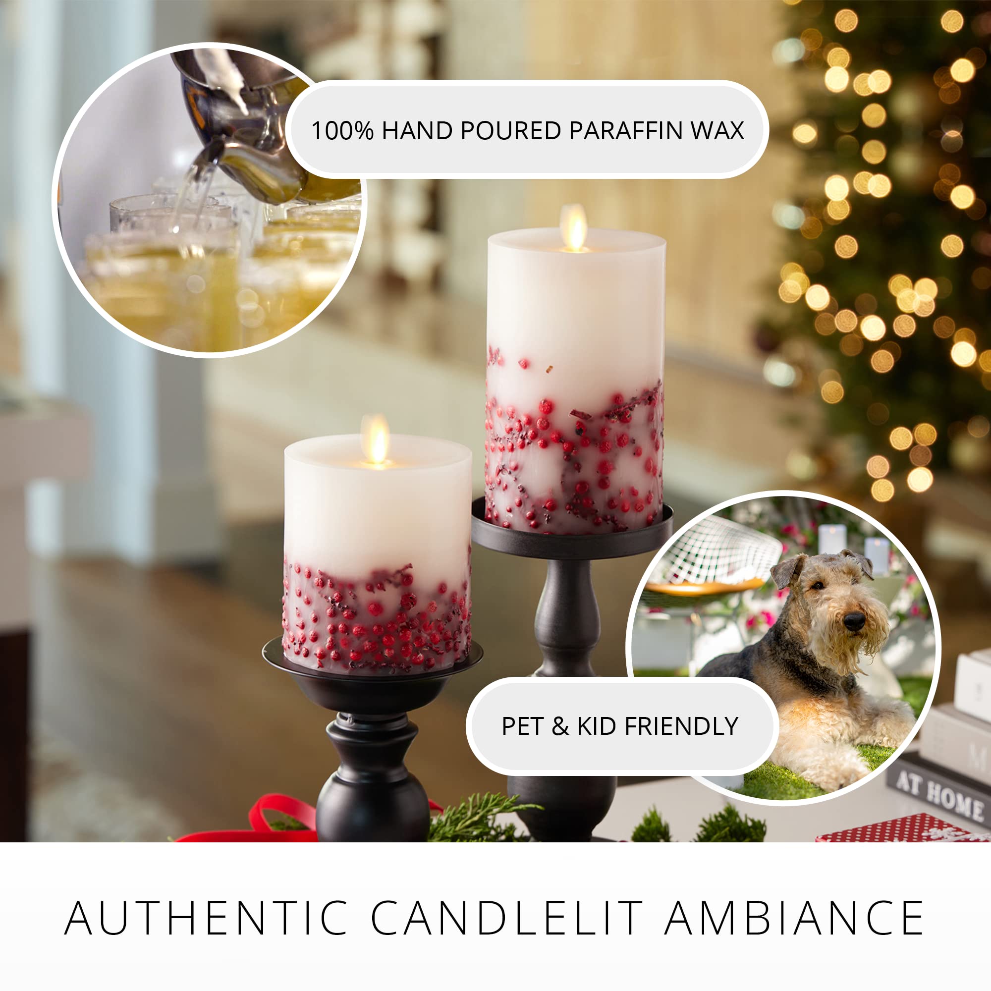 Luminara Flameless Led Candle Embedded Moving Flame Pillar Unscented Real Wax With Recessed Edge, Remote Ready, Timer (4.5 Inch,