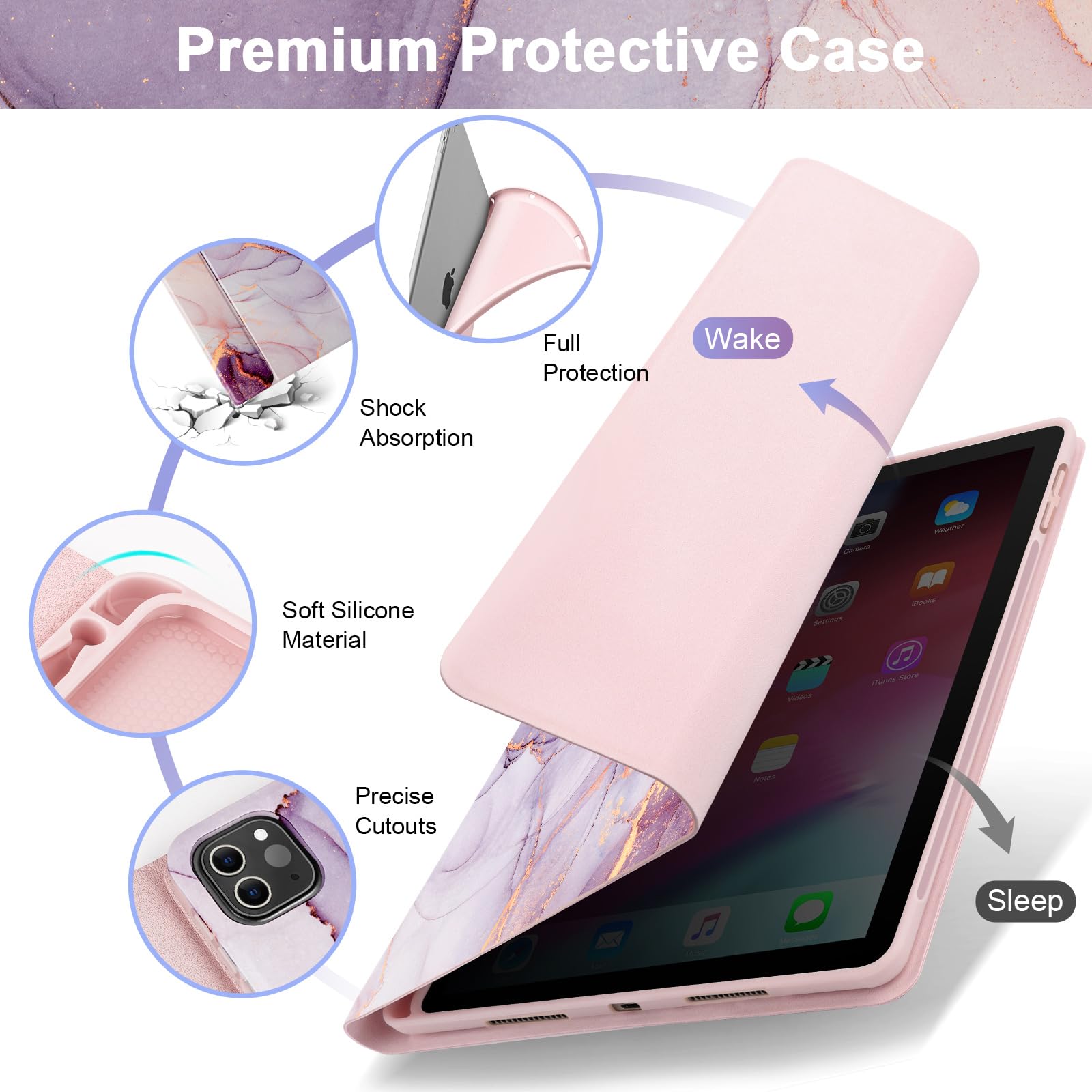 Soppy Keyboard Case For Ipad, Compatible For Ipad Air 6Th (M2) 11'' 2024, Ipad Air 5Th 2022, Ipad Air 4Th, Ipad Pro 11 Inch 2018