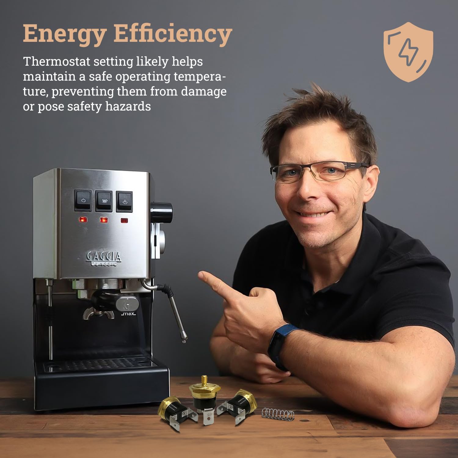 Gaggia Thermostat Replacement, M4 Thread, 107C & 145C   Oem Style Replacement For The Gaggia Classic Pro, Baby, Evolution, Espre