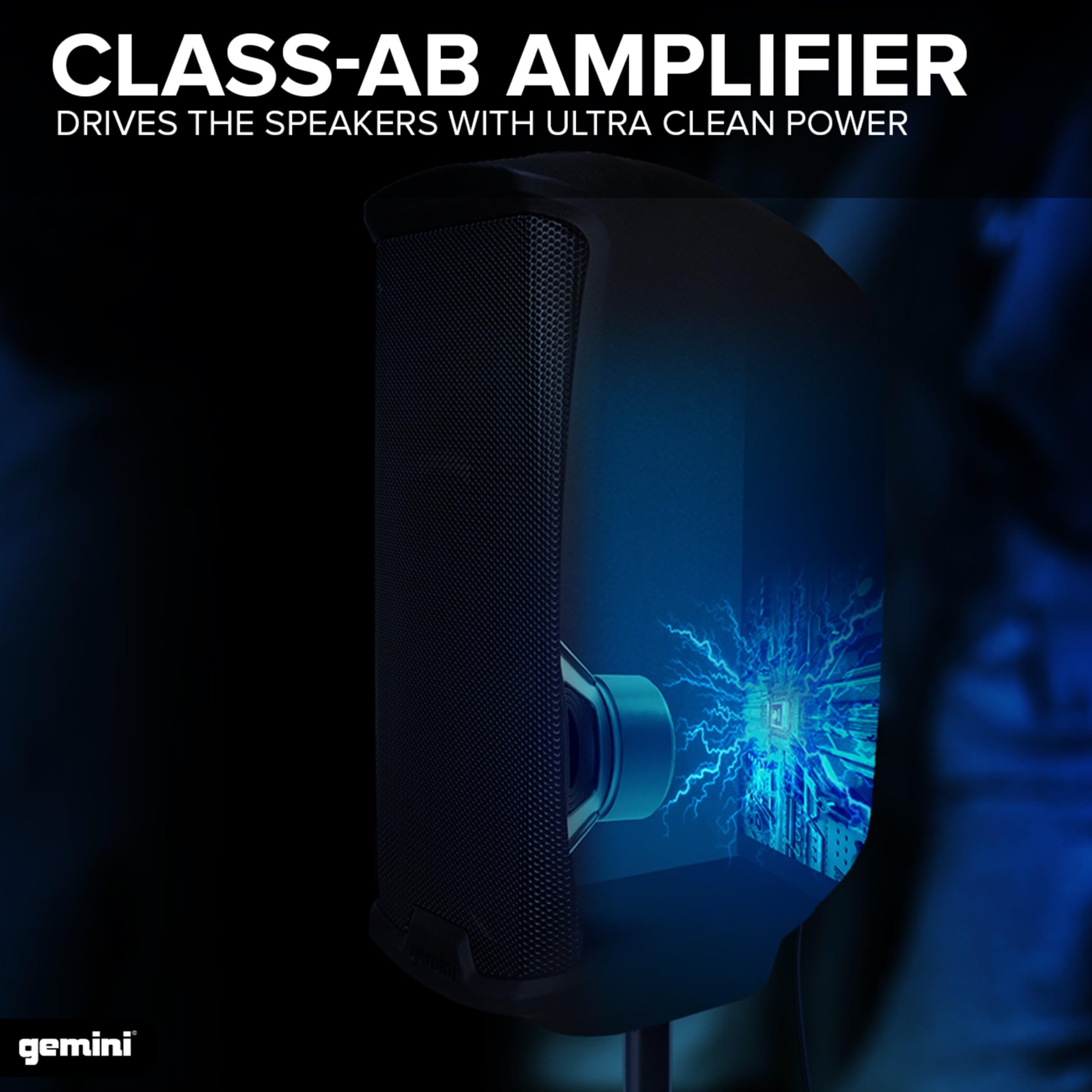 Gemini 12    1500W Bluetooth Pa Speaker With Tws Link, Usb/Sd/Fm, Mic & Guitar Inputs, Xlr/Rca/Aux, Eq Control, Portable Dj Audi