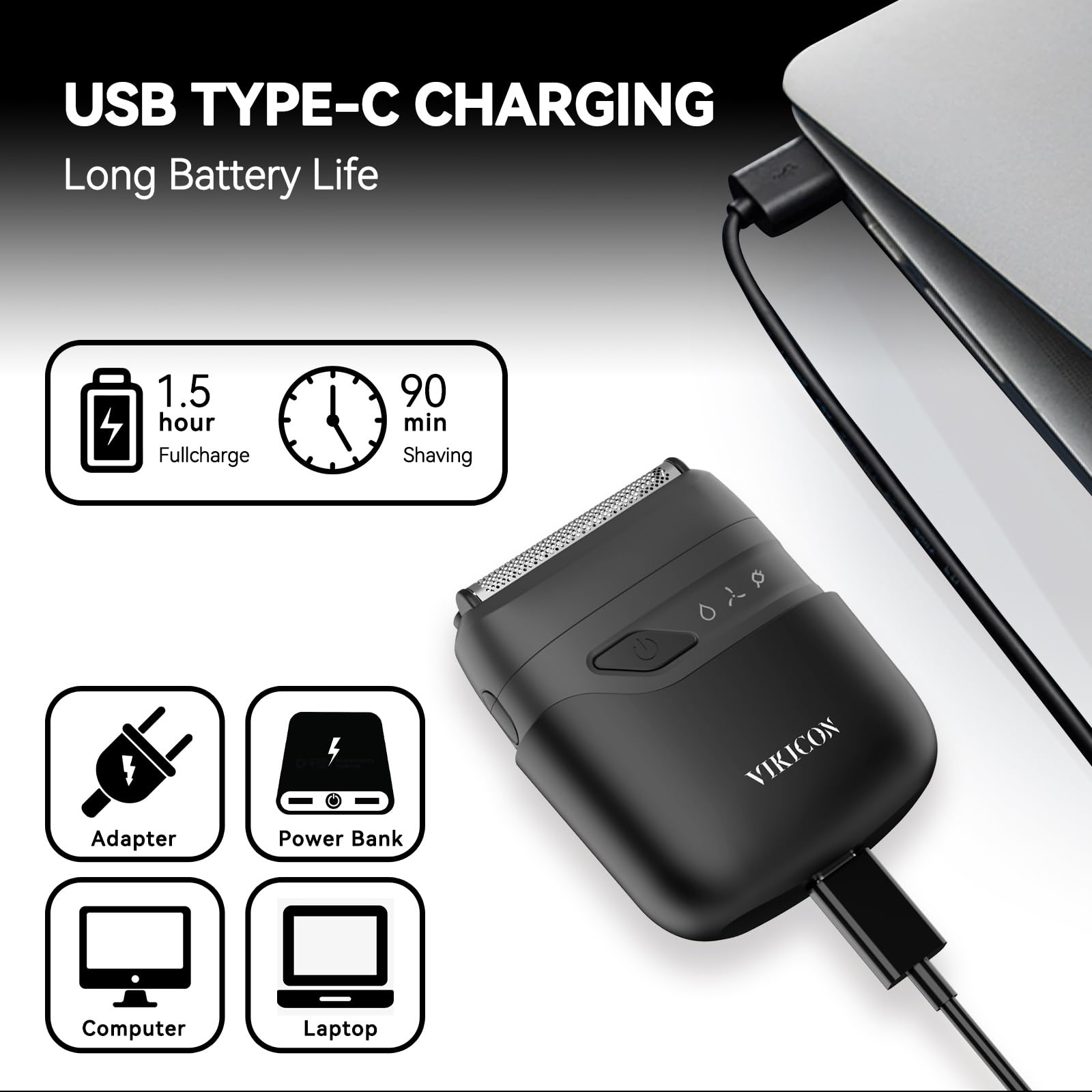 Vikicon Foil Shavers For Men, Mini Electric Razor For Men Face, Portable Compact Travel Shaver W/Dual Floating Foil & Comb Blade