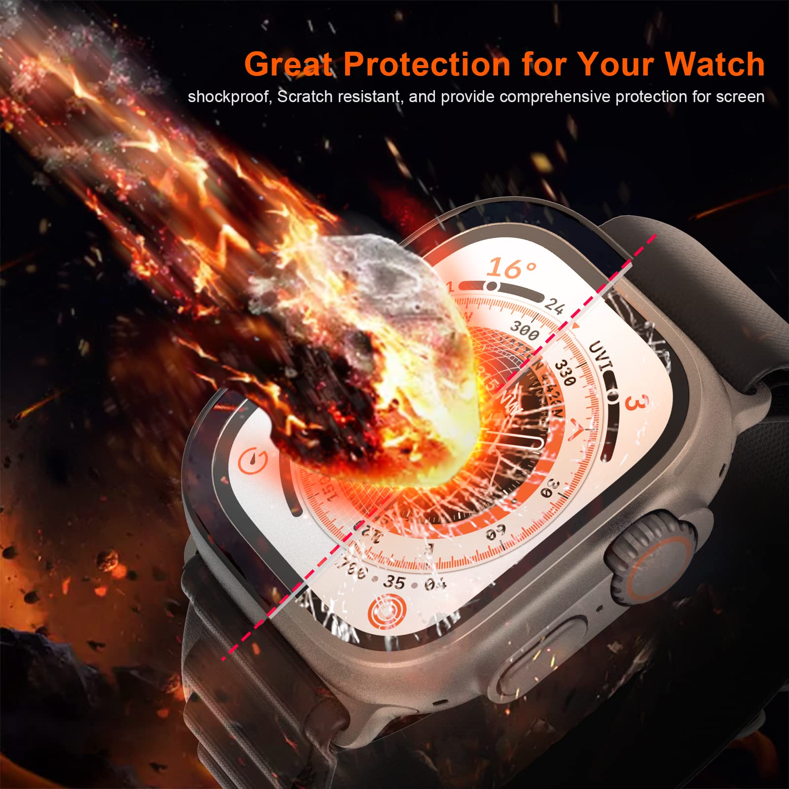 Hasdon [12 Pack] Case Compatible With Apple Watch Ultra 2/Ultra 49Mm With Tempered Glass Screen Protector, Full Coverage Bumper