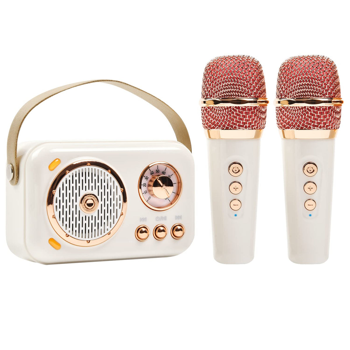 Portable Bluetooth Speaker With Microphone Set,Retro Bluetooth Speaker With Home Karaoke Machine,Portable Handheld Karaoke Mics