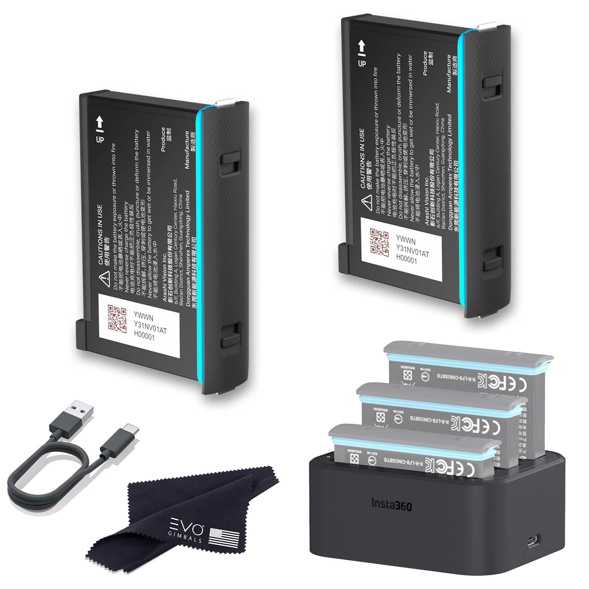 Insta360 One X2 Battery & Fast Charge Hub Bundle   Includes Fast Charge Hub + 2 Batteries (1630Mah) For Insta360 One X2 360 Came