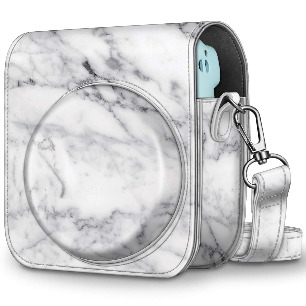 FINTIE Protective Case for Fujifilm Instax Mini 11 Instant Camera - Premium Vegan Leather Bag Cover with Removable Adjustable Strap (Marble)