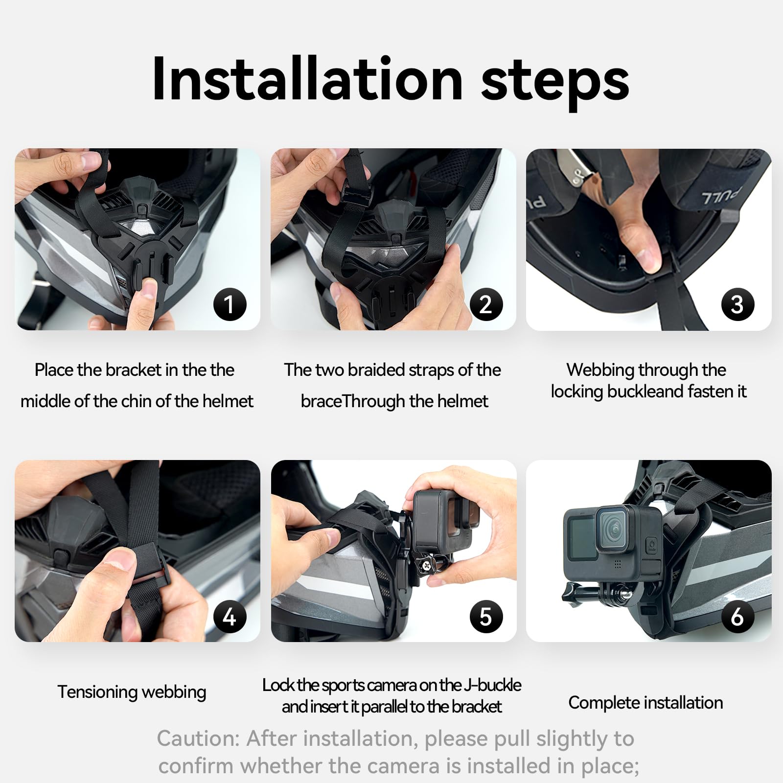 Helmet Mount For Gopro, Motorcycle Chin Strap Attachment With Extension J Hook Dirt Bike Holder Mounting Accessories For Go Pro Max Hero 13 12 11 10 9 8 Insta360 X3 Go3 Dji Action 5 Pro Action 3 4