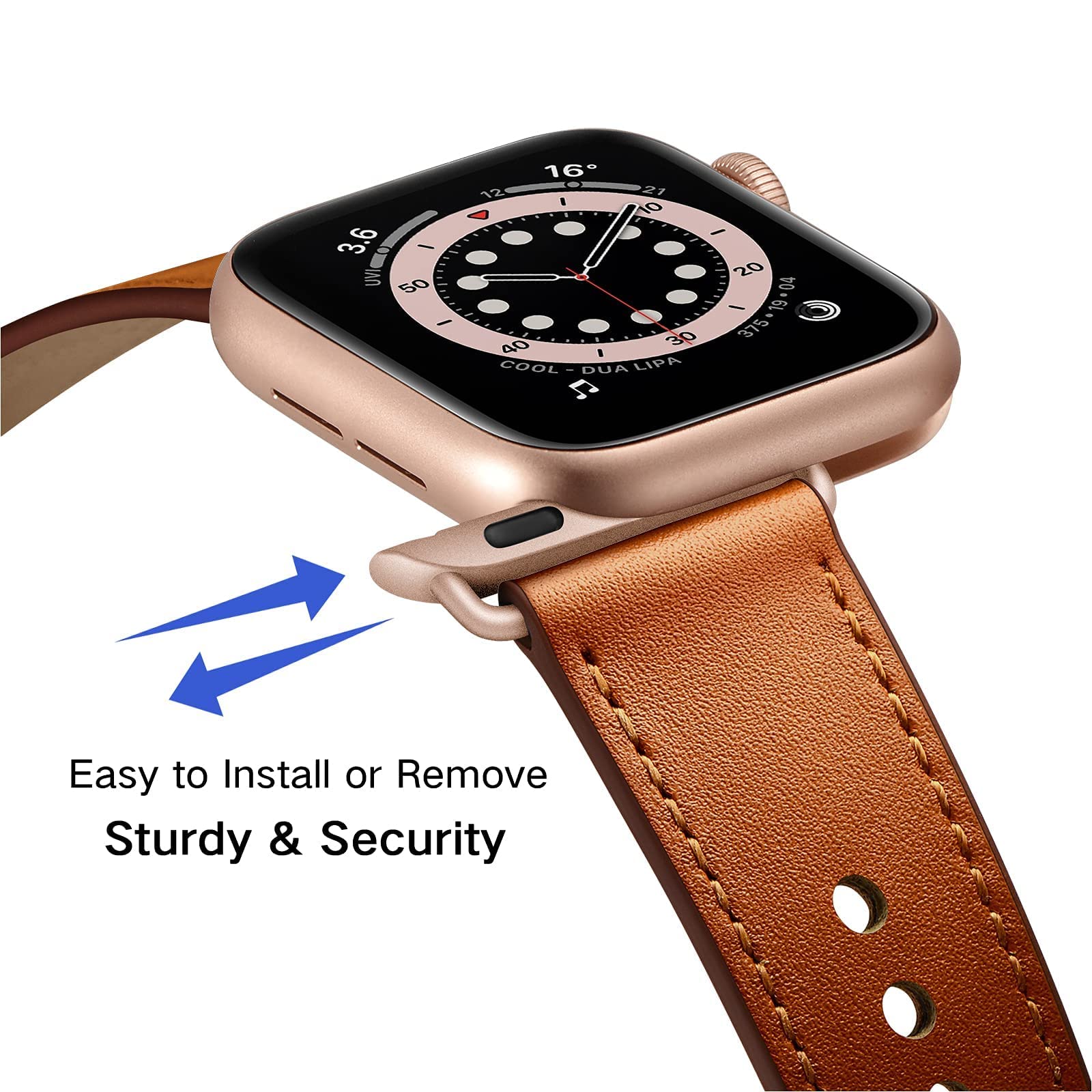 Ouheng Compatible With Apple Watch Band 49Mm/46Mm/45Mm/44Mm/42Mm, Genuine Leather Bands Strap For Iwatch Ultra 2/1 Se Series 10