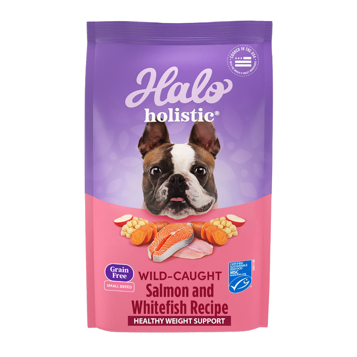 Halo Holistic Dog Food, Complete Digestive Health Wild Caught Salmon And Whitefish Recipe, Dry Dog Food Bag, Small Breed Formula
