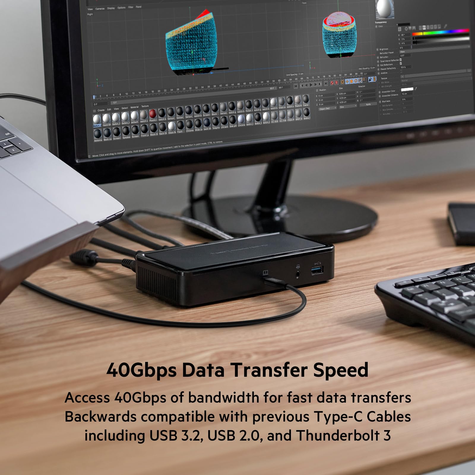 Belkin Thunderbolt 4 Cable (1M, 3.3ft Power Cable), USB C to USB C Cable w/ 100W Power Delivery, USB 4 Compliant, Compatible with Thunderbolt 3, MacBook Pro, eCPU & More   Intel Thunderbolt Certified