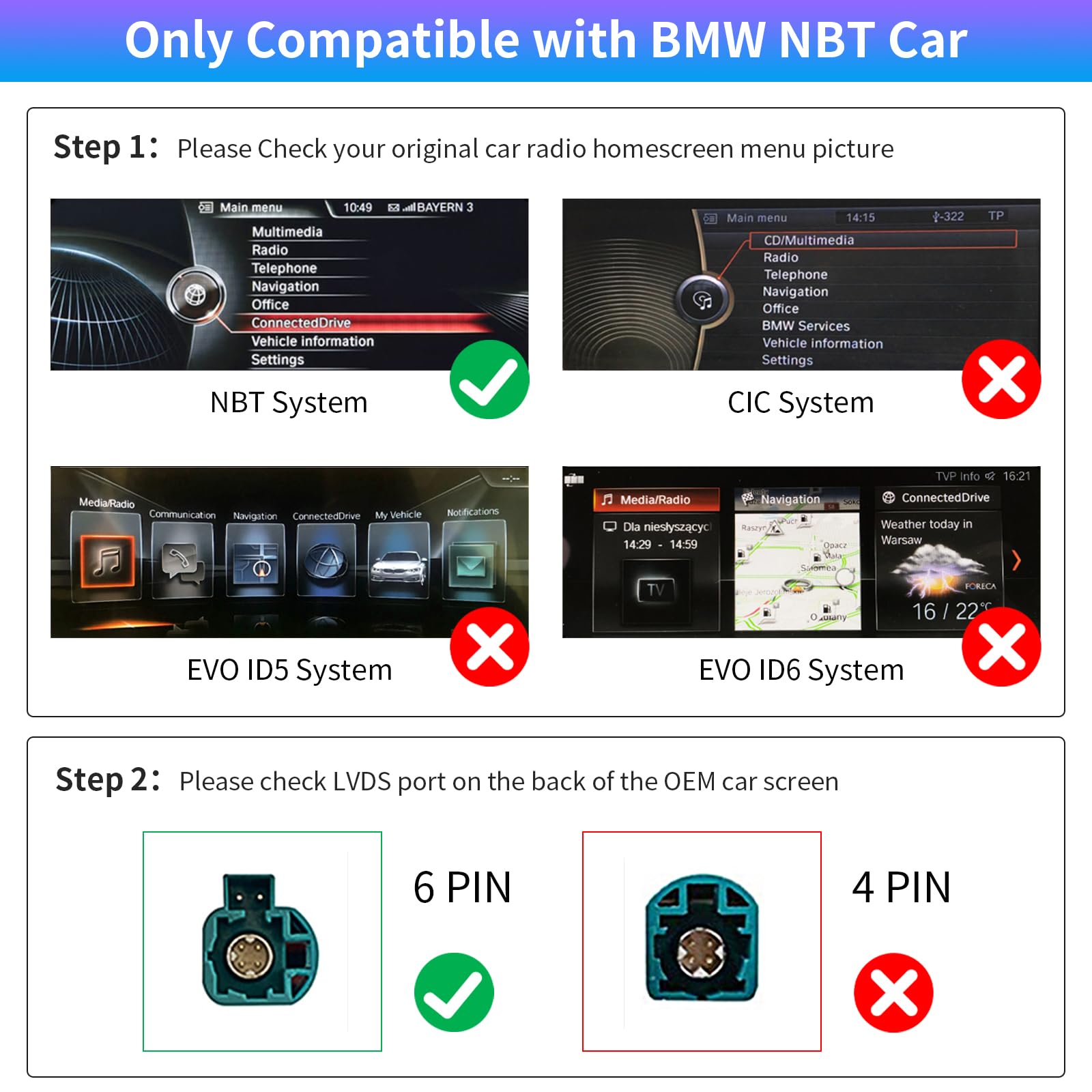 Road Top Wireless Carplay Android Auto For Bmw Nbt System 3 4 5 6 7 Series X1 X3 X4 X5 X6 2012 2016, Support Mirrorlink, Gps/Nav