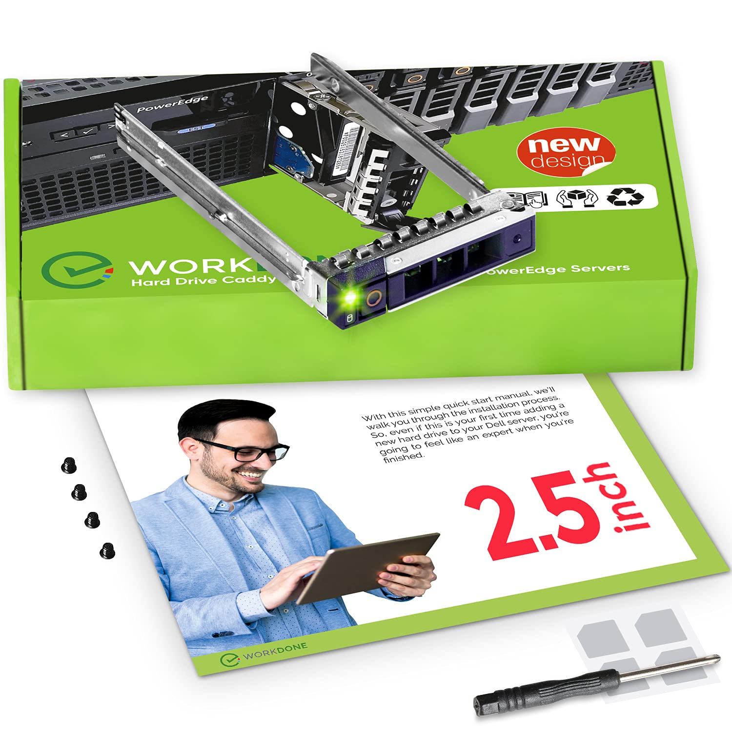 Workdone 2.5'' Hard Drive Caddy   Compatible For Dell Poweredge Servers   14Th Generation R440 R640 R740 R740Xd R840 R940 R6415 