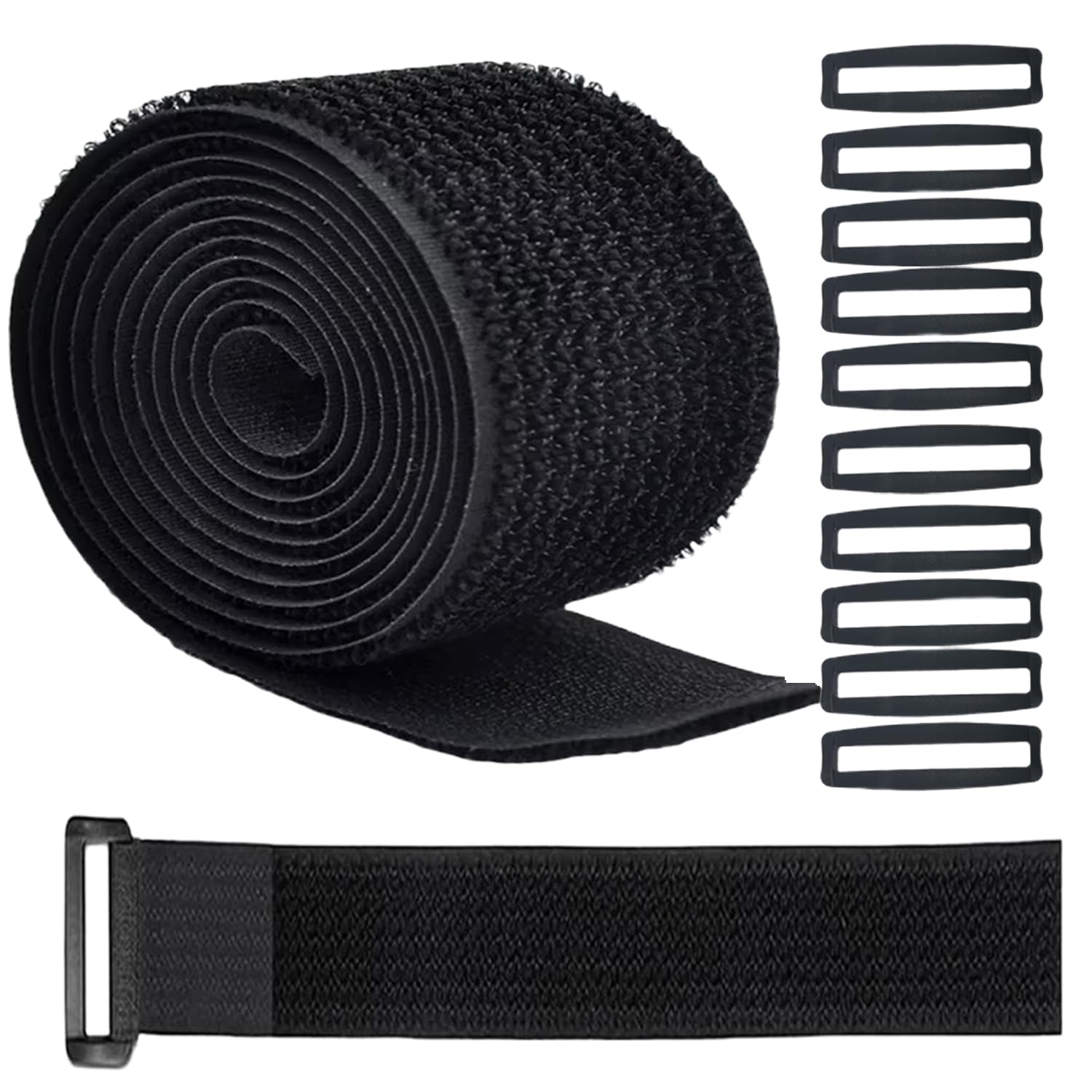 4 Inch Wide 16Ft Cable Ties With 10 Buckles, Jumpso Reusable Heavy Duty Hook And Loop Straps, Straps For Home, Office, Desk, Wir