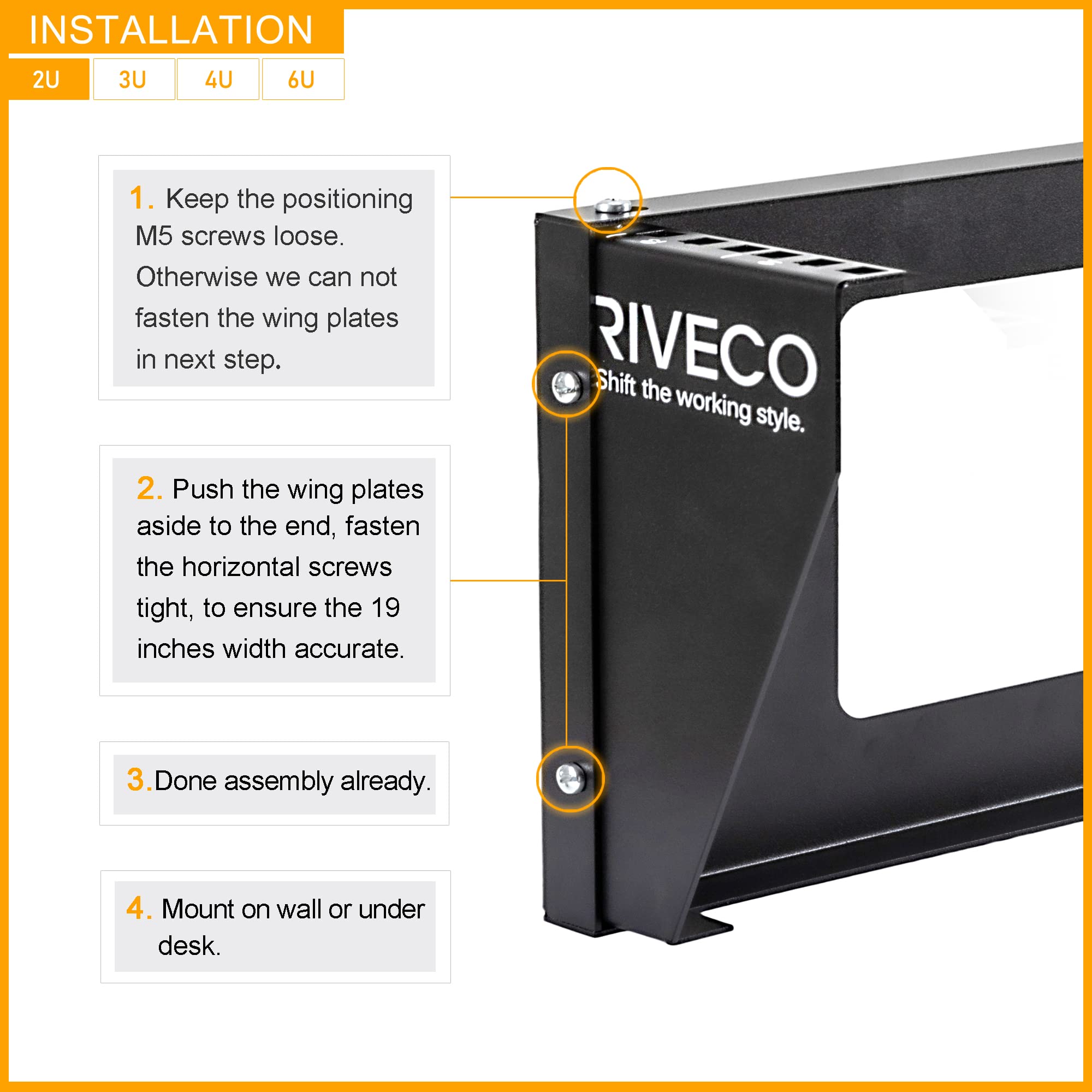 Riveco 2U Wall Mount Rack For Network| Reinforced Heavy Load 66 99 Lbs Small Server Racks Vertical & Horizontal Mounting For 19