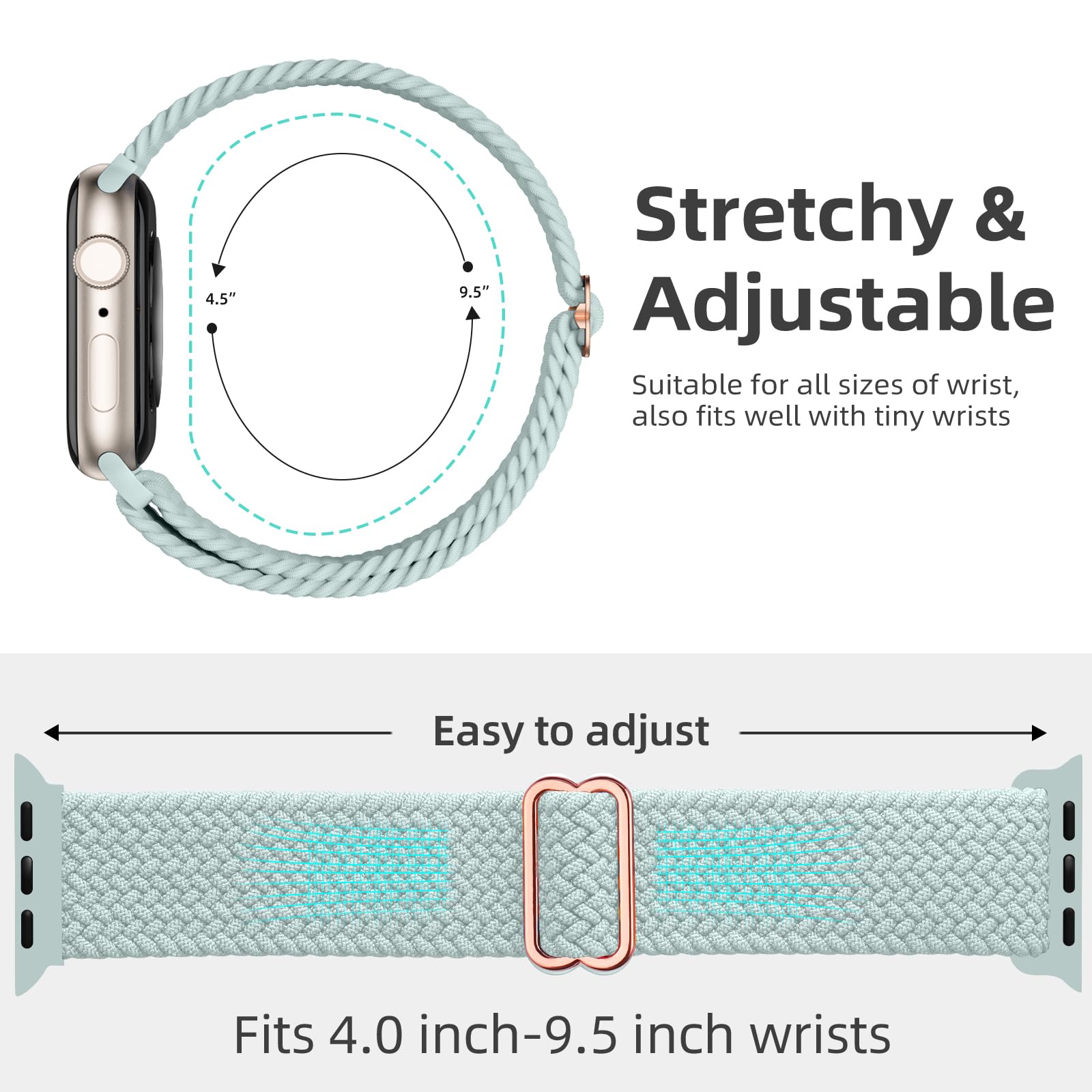 Daqin Braided Stretchy Solo Loop Compatible With Apple Watch Band 44Mm 45Mm 46Mm 42Mm 49Mm 41Mm 40Mm 38Mm Women Men, Nylon Elast