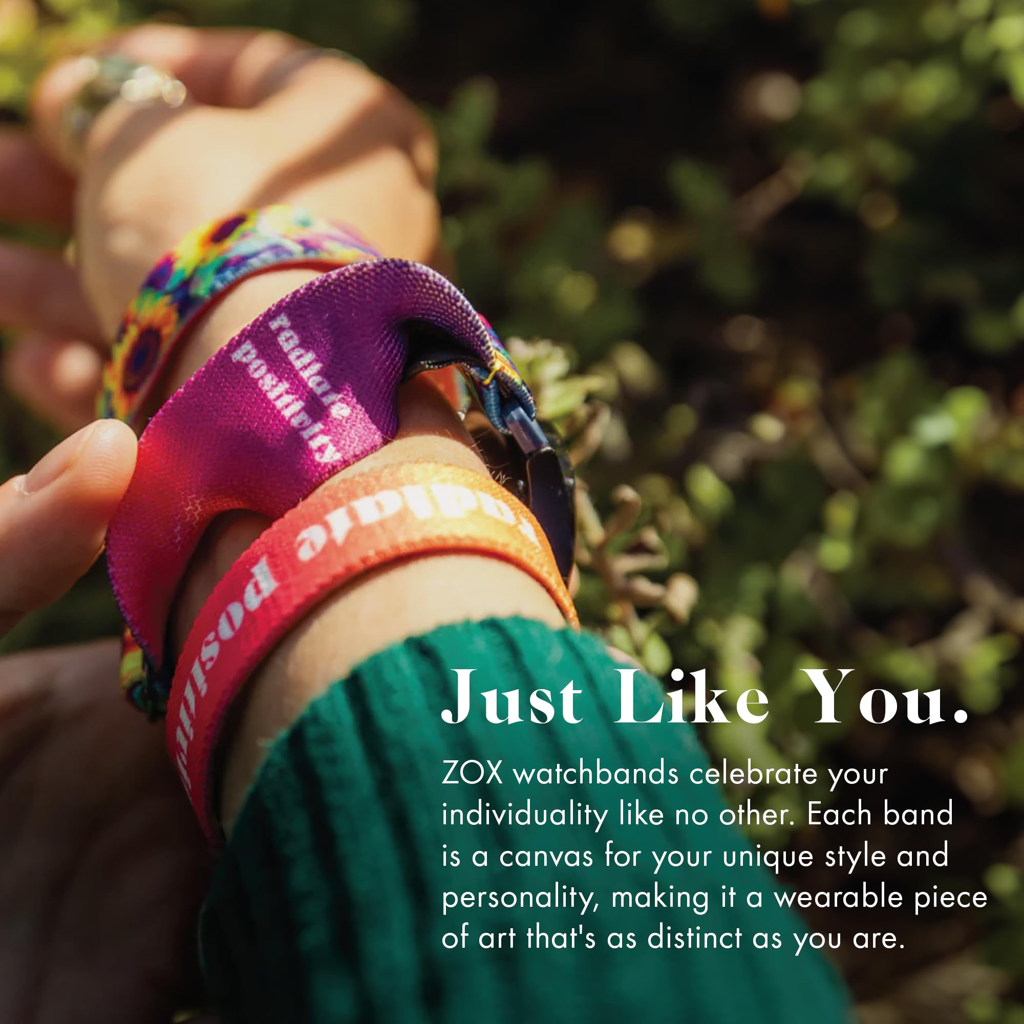 Zox Android Smart Watch Band - Radiate Positivity | Soft, Adjustable Elastic Band With Motivational Affirmations And Beautiful A