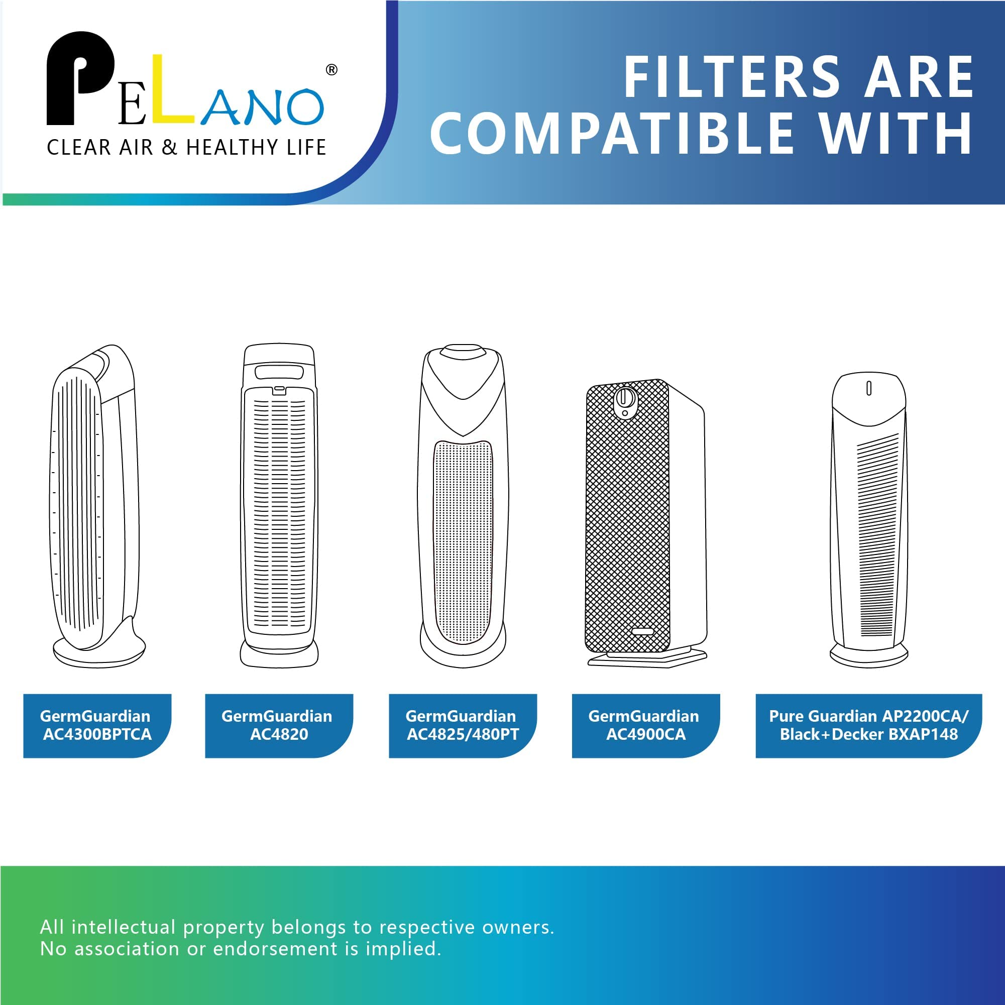 Pelano Flt4825 Replacement Filter B, Compatible With Germ Guardian Ac4300Bptca, Ac4900Ca, Ac4825, Ac4825Dlx, Ac4850Pt, Cdap4500B