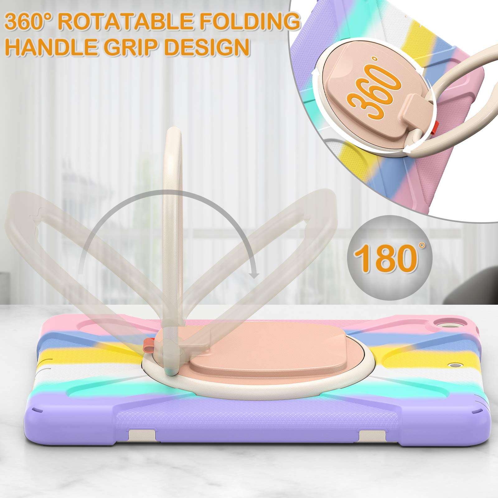 Braecn Kids Case For Ipad 9Th 8Th 7Th Generation 10.2 2021 2020 2019, Shockproof Silicone Case With Screen Protector, Pencil/Pen