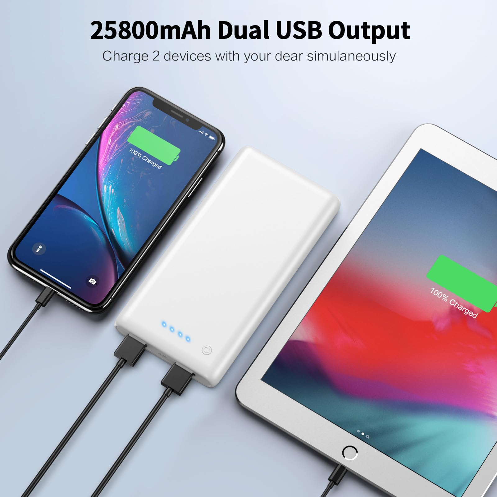 Portable Charger Power Bank 26800Mah,Ultra High Capacity Safer External Cell Phone Battery Pack,2 Usb Output High Speed Charging