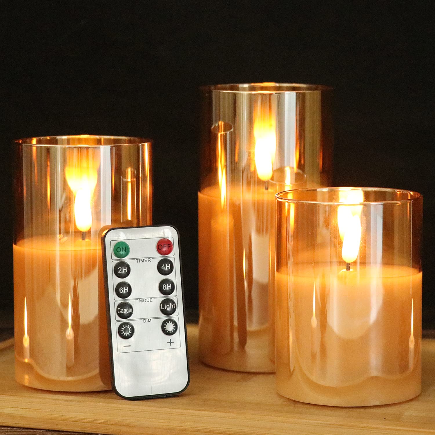 Genswin Flameless Led Candles Flickering Battery Operated With Remote, Real Wax 3D Wick Moving Pillar Candles With Timer Remote