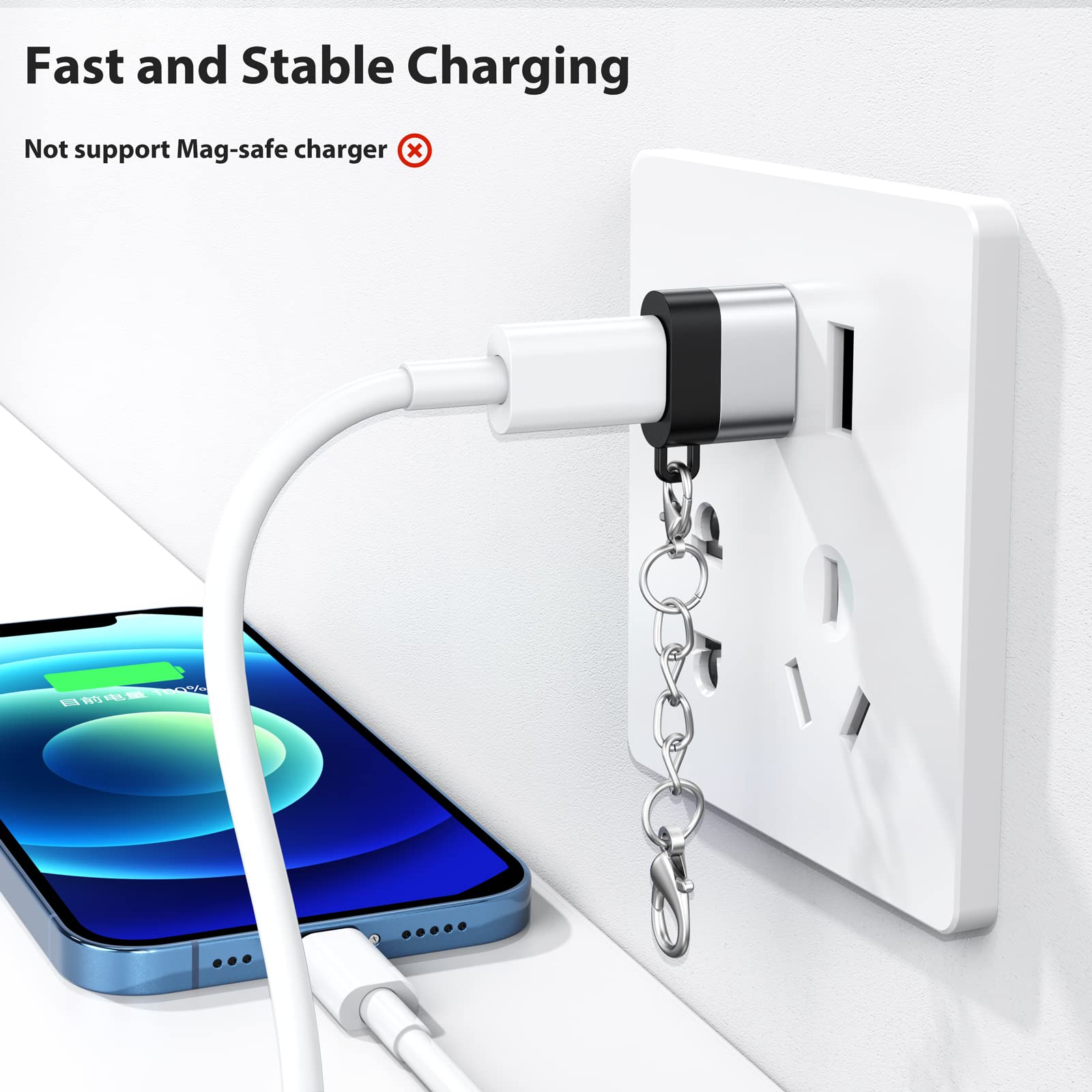 Dteedck Usb C Female To Usb Male Adapter 2 Pack, Usb 2.0 (66W Charging & 480Mbps Data Transfer Sync) Converter With Keychain, Us