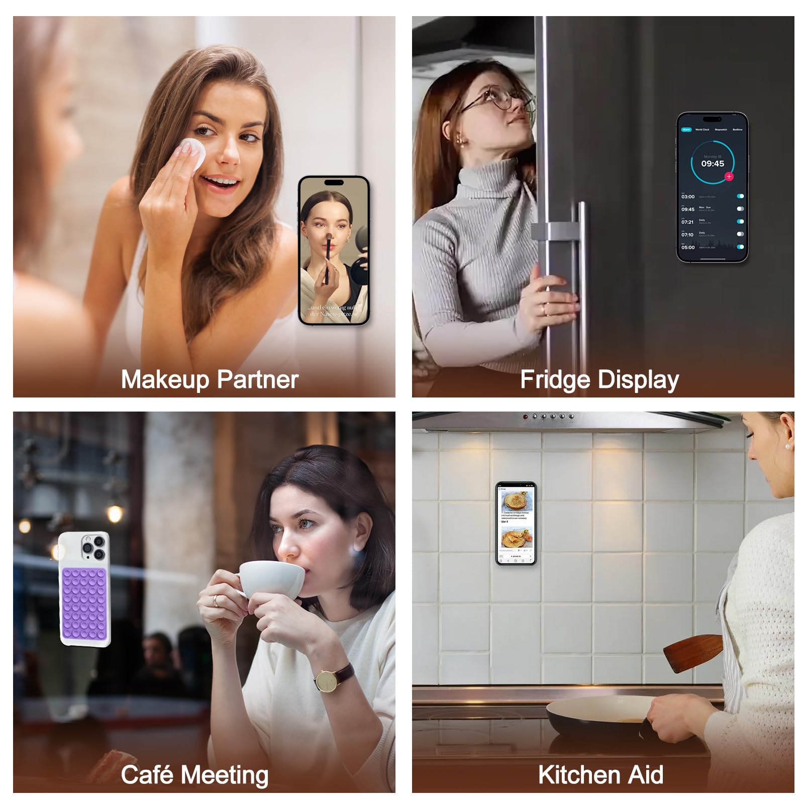 2 Pack Silicone Octo Cup Buddy Sticky Grip Holder For Cellphone, Silicone Suction Cup Phone Case Mount Double Sided, Hands-Free