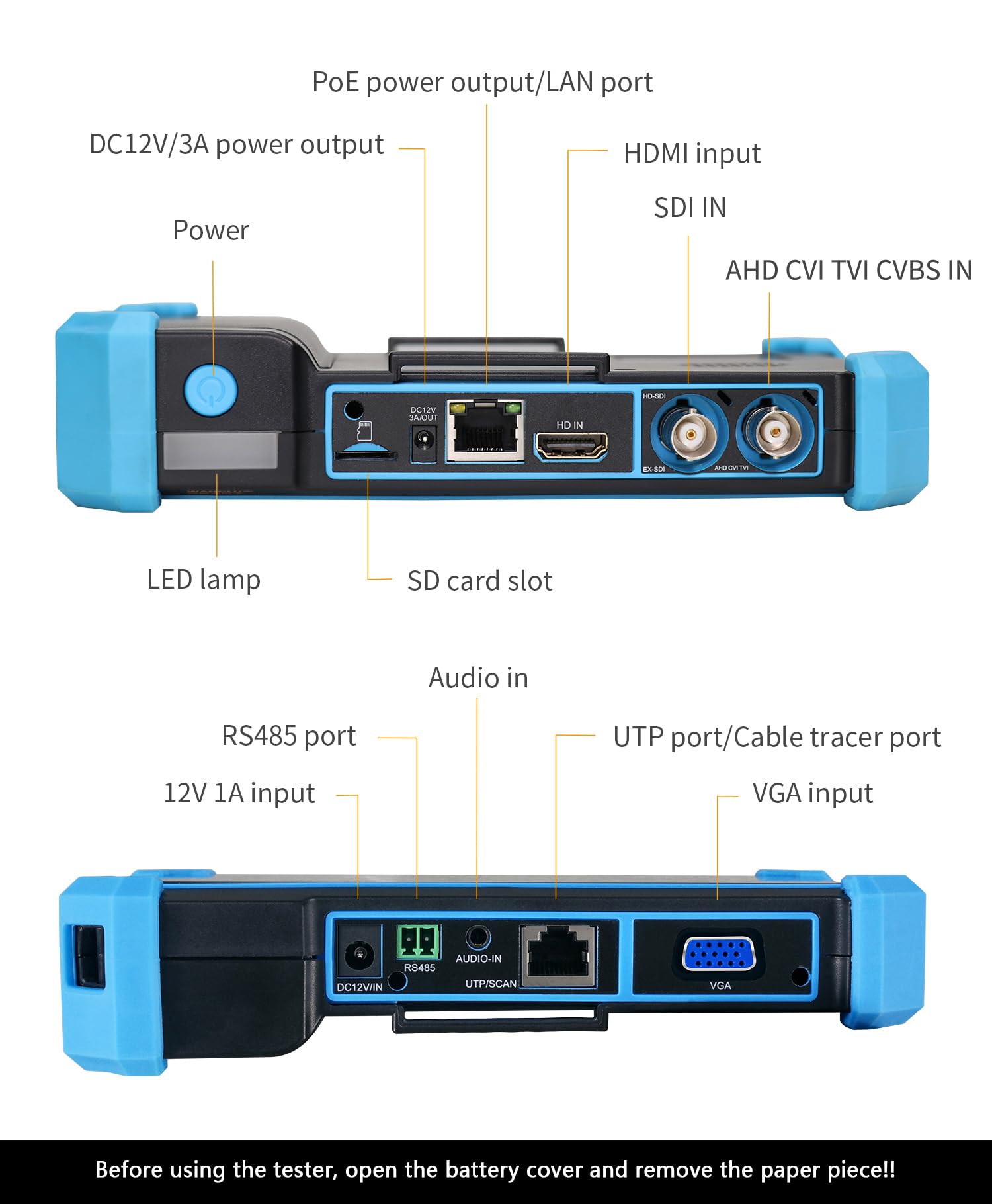 Wanlutech 8K 32Mp Ip Camera Tester 90W Poe Power Output 8'' Touchscreen Cctv Tester 8Mp Sdi Tvi Cvi Ahd Cvbs Camera Tester Tdr C