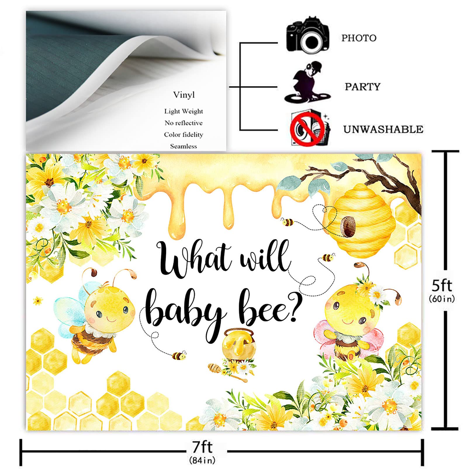 Avezano Honeycomb Bee Gender Reveal Backdrop Sunflower Bumble Bee Or Honey Bee What Will Baby Bee Gender Reveal Party Decoration