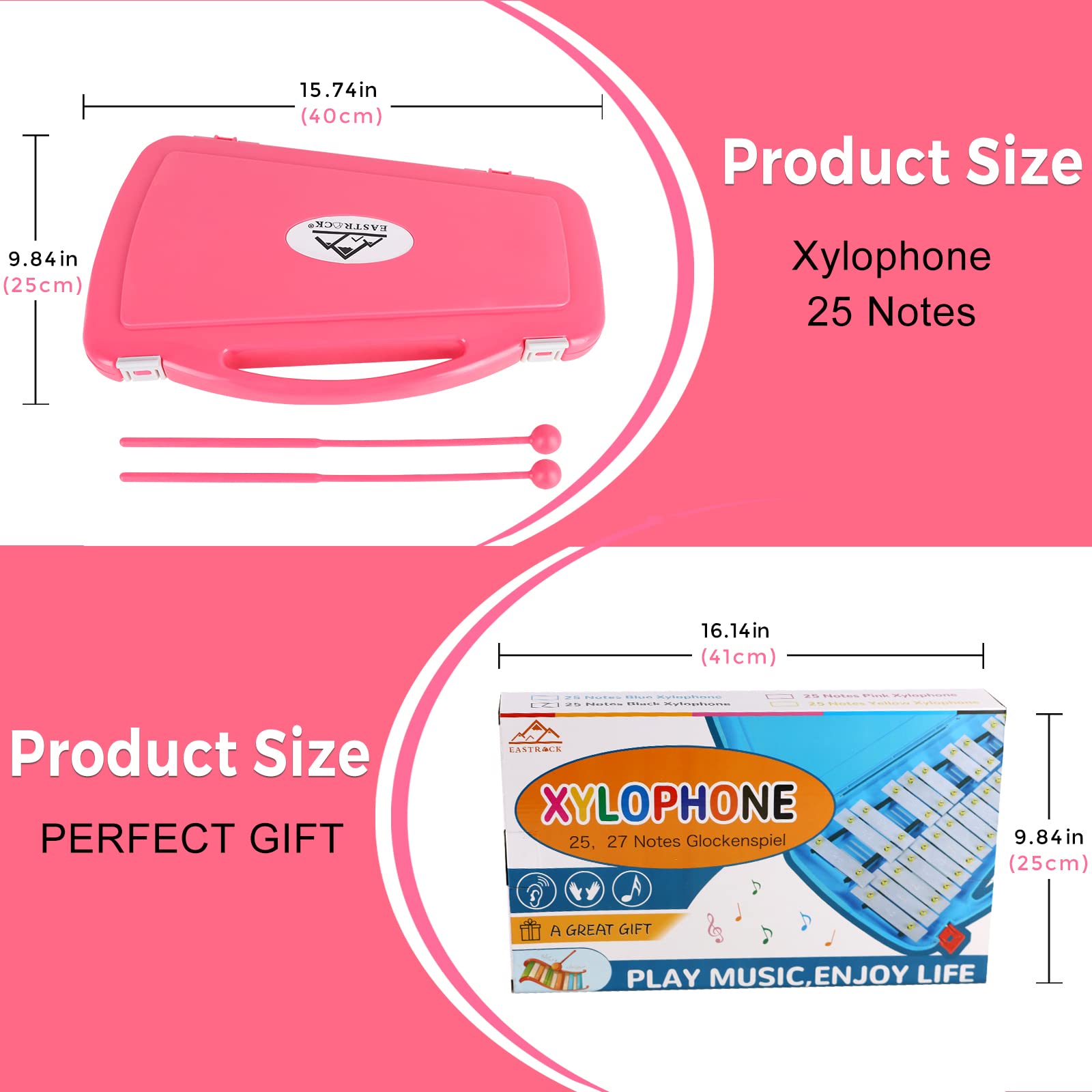 Eastrock Xylophone, 25 Notes Glockenspiel Xylophone For Kids, Professional Xylophone Instrument Music Teaching, Gifts