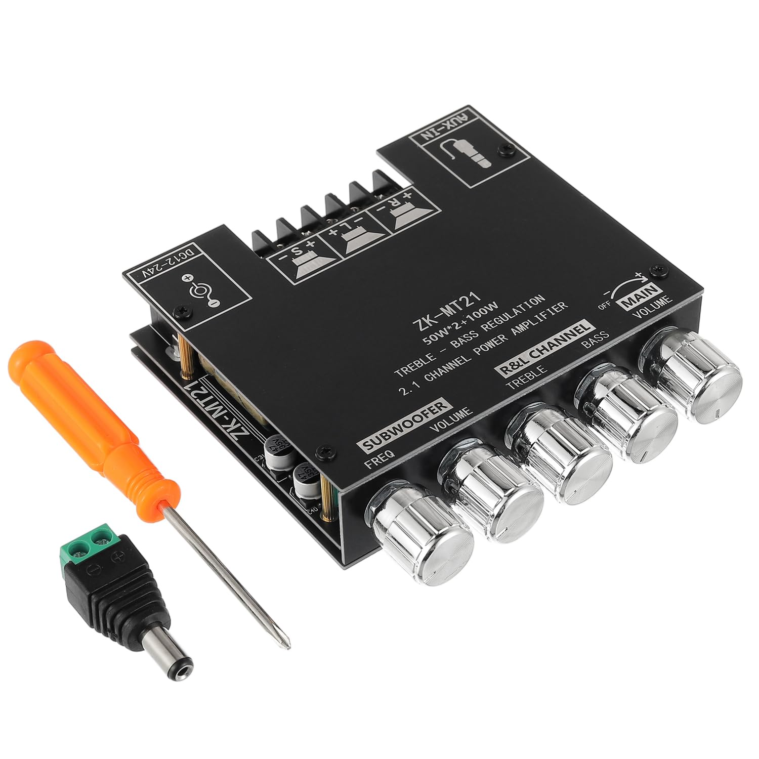 EPLZON ZK-MT21 Bluetooth Amplifier Board 50W*2+100W with Treble and Bass Control 2.1 Channel Stereo AMP Board Bluetooth and AUX 