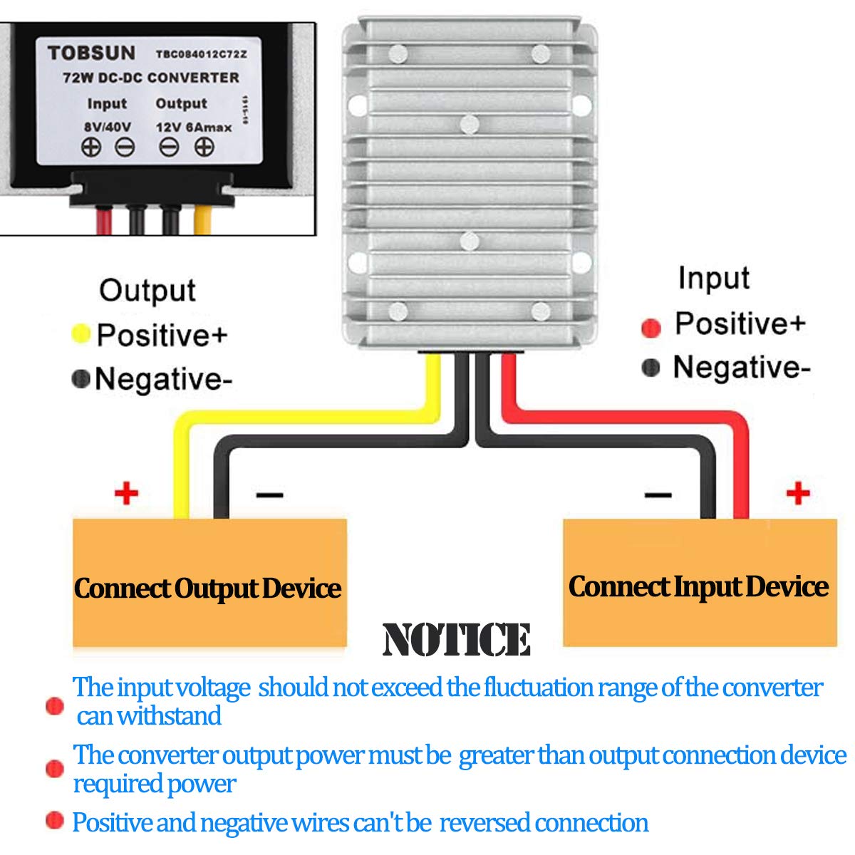 Dc Voltage Reducer Converter Dc 8V 40V To 12V 6A 72W Automatic Step Down Up Voltage Regulator Power Converter Waterproof Module