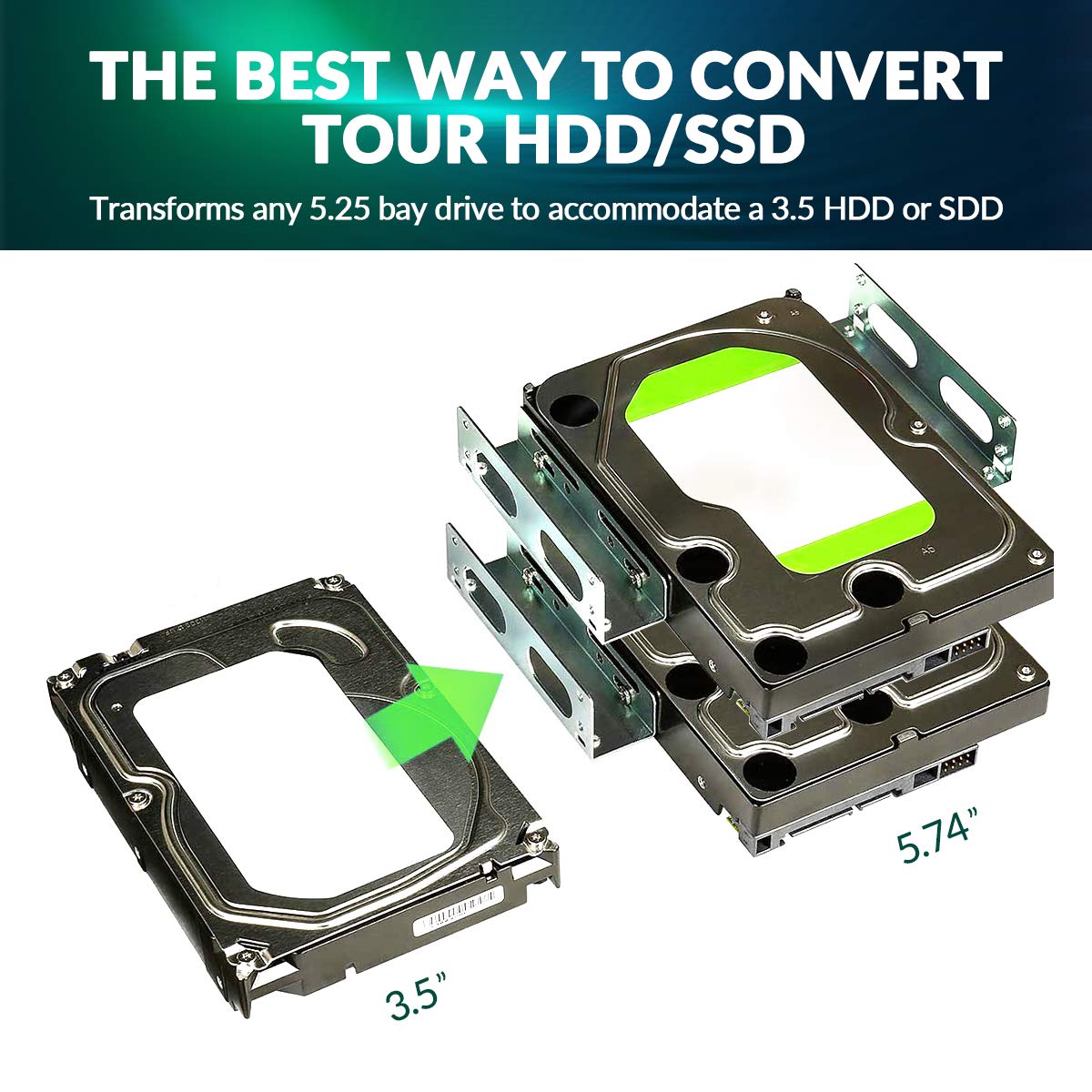 W Wdx Mast Dynapoint Limited 2 Pack Ssd/Hdd Hard Drive Metal Mounting Bracket Adapter, Convert Any 3.5 In Hdd Into One 5.25 In Drive Bay