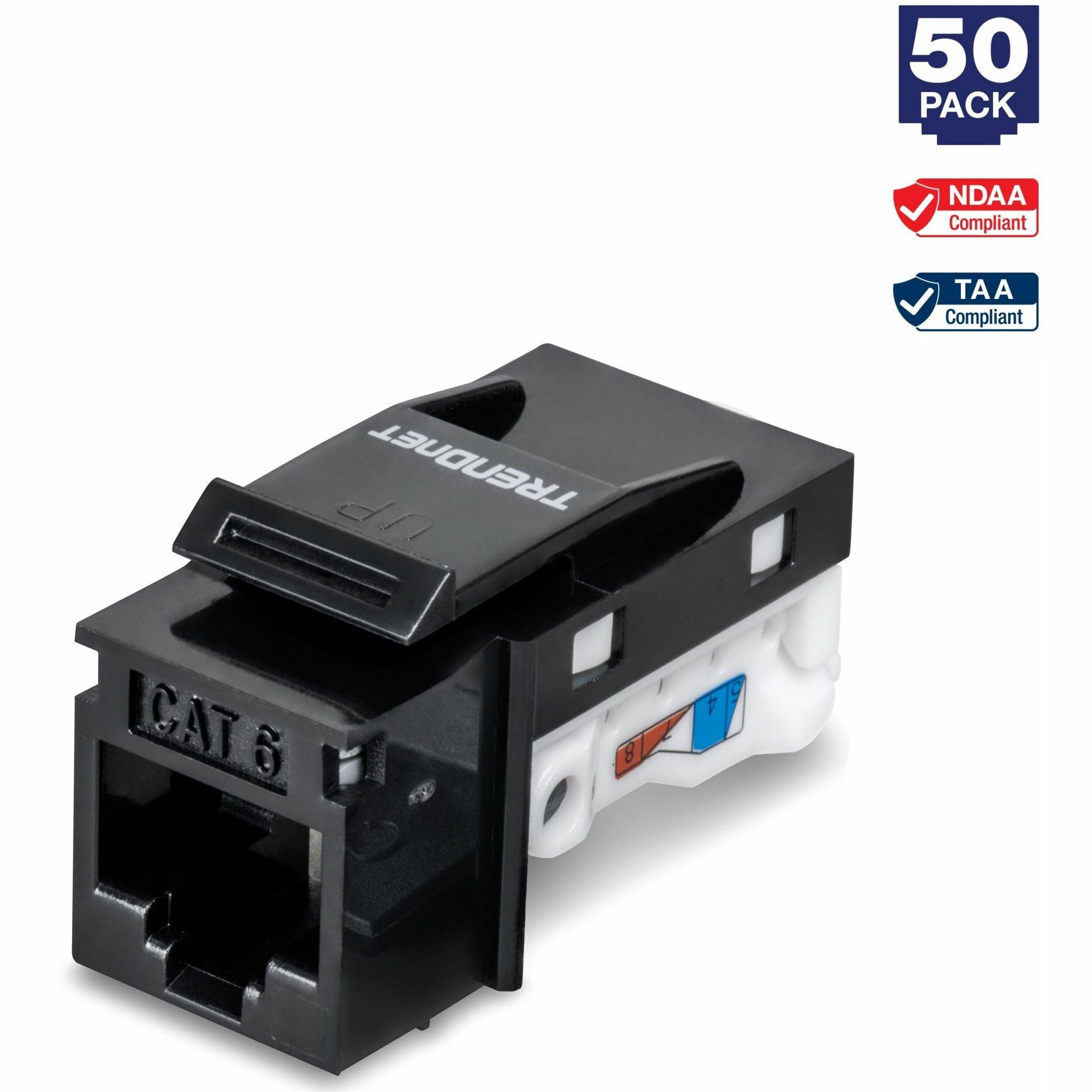 Trendnet Cat6 Rj45 Keystone Jack 50 Pack Bundle, Compatible With Cat5,Cat5E,Cat6 Cabling, Recommended Use With The Tc Kp24, Tc Kp48 Or Tc Kp12V (Sold Separately), Black,Tc K50C6Bk