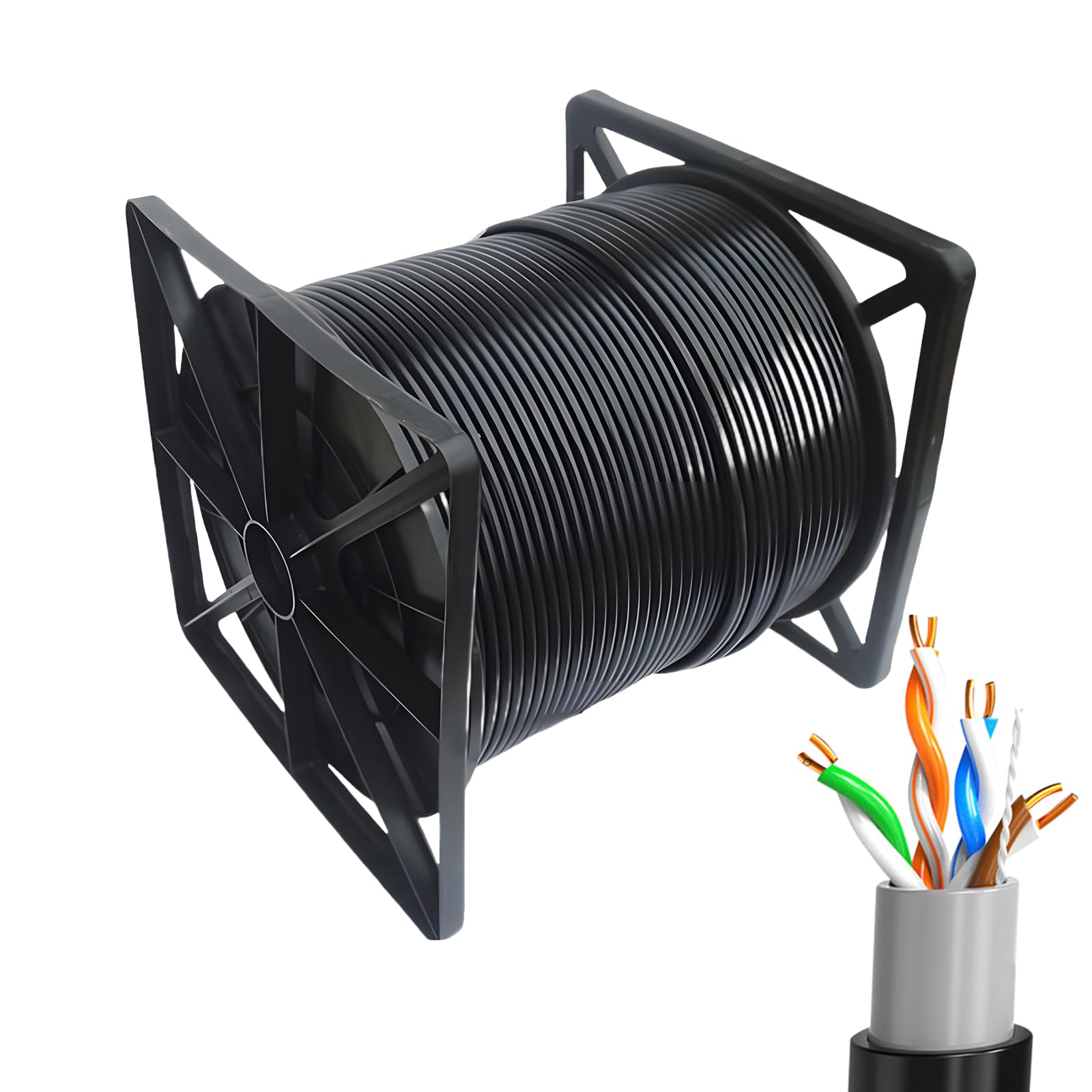 1000Ft Cat5E Outdoor Direct Burial Ethernet Cable,Cat 5E Heavy Duty Internet Cable,350Mhz,24Awg Solid Coppe,Uv Resistant, Cmx,Un