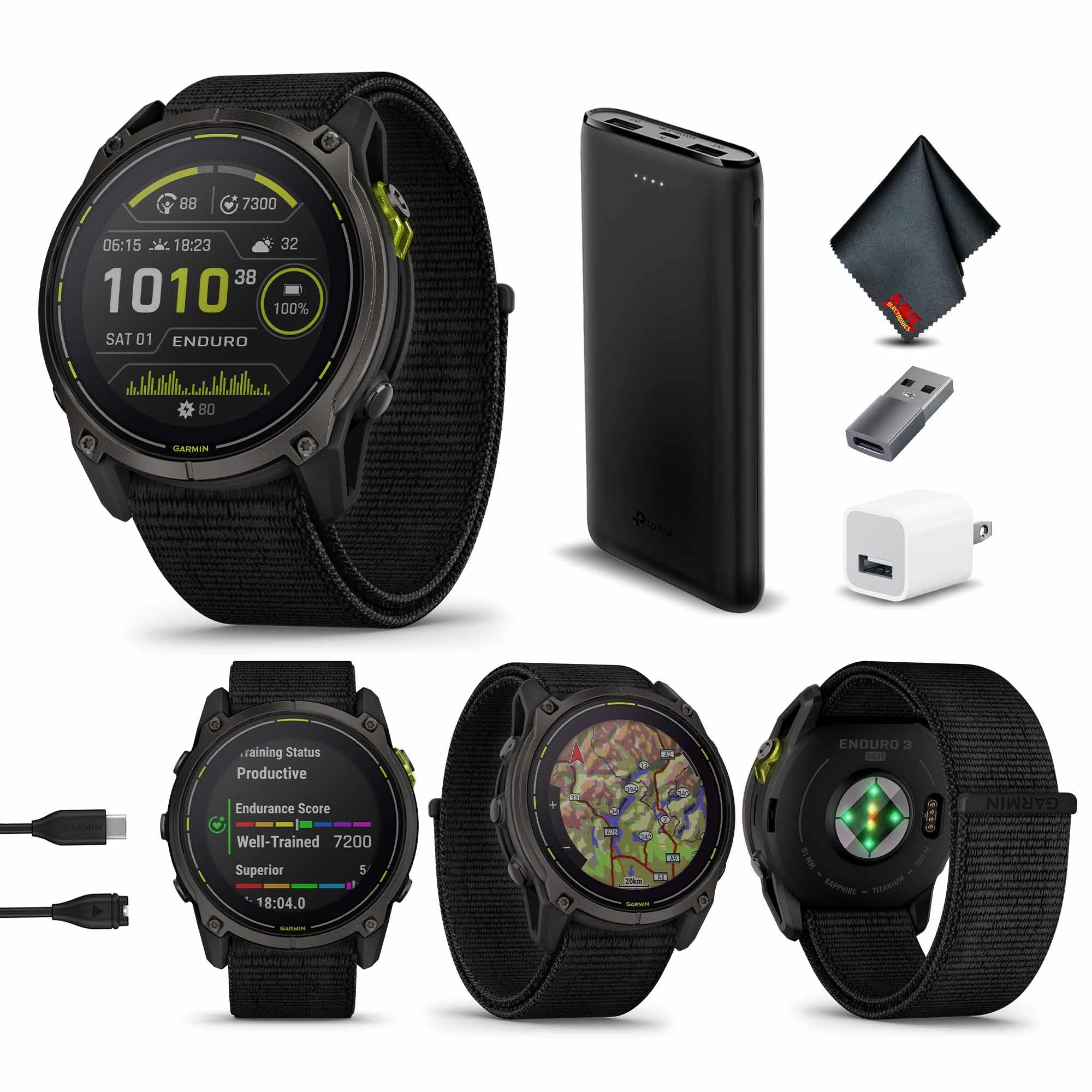 Garmin Enduro 3, Solar, Sapphire, Ultraperformance GPS Smartwatch, 90 Days Battery Life, Detailed Mapping, Built-in LED Flashlig